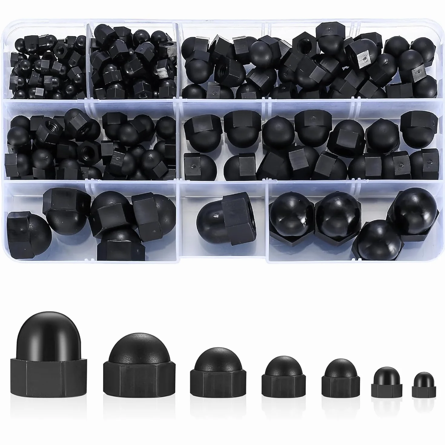 165 Pezzi Dado Cieco a Calotta Set, Dadi Ciechi M3-M12 Esagonali Nylon Copri Bulloni
