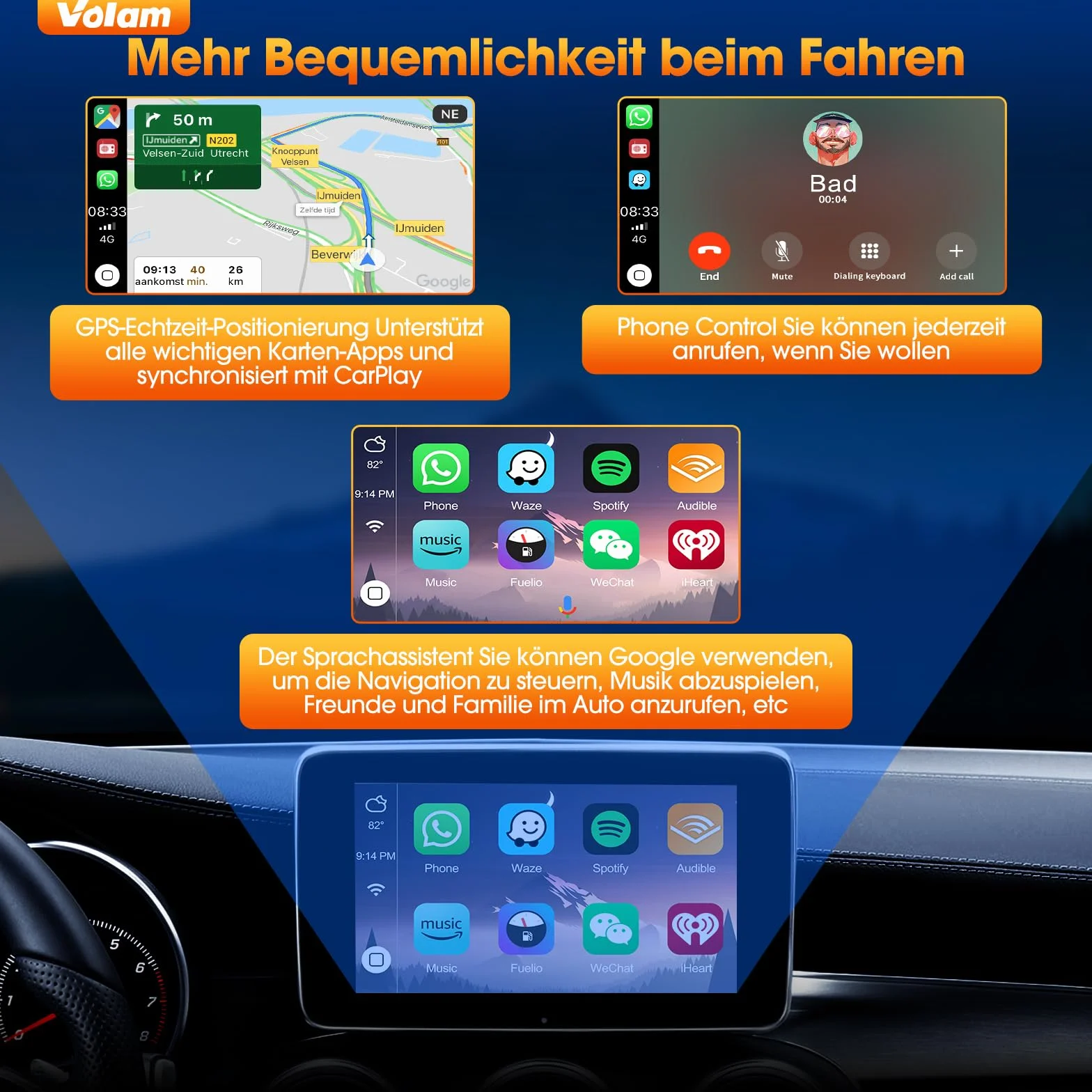 Volam Adattatore Wireless per Android Auto, Converti Wired in Wireless, Plug & Play Senza Latenza Per A-ndroid 11+, dal 2016 al 2020