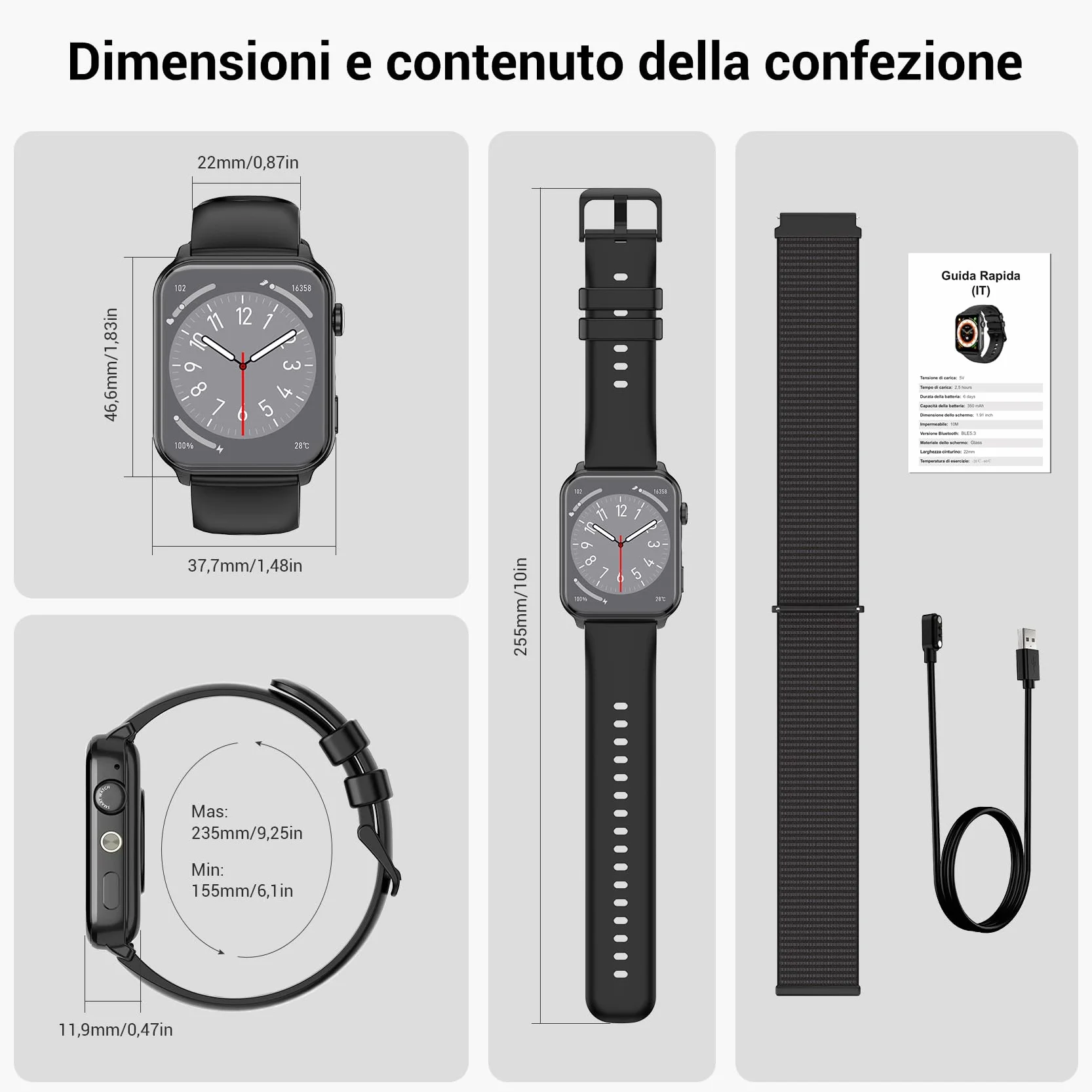 Smartwatch Uomo Donna, Orologio Smartwatch con Effettua/Risposta Chiamate, LED Torcia, Orologio Intelligente con DIY Quadranti, Contapassi, Sonno, Smart Watch per Android iOS(2 Cinturini)