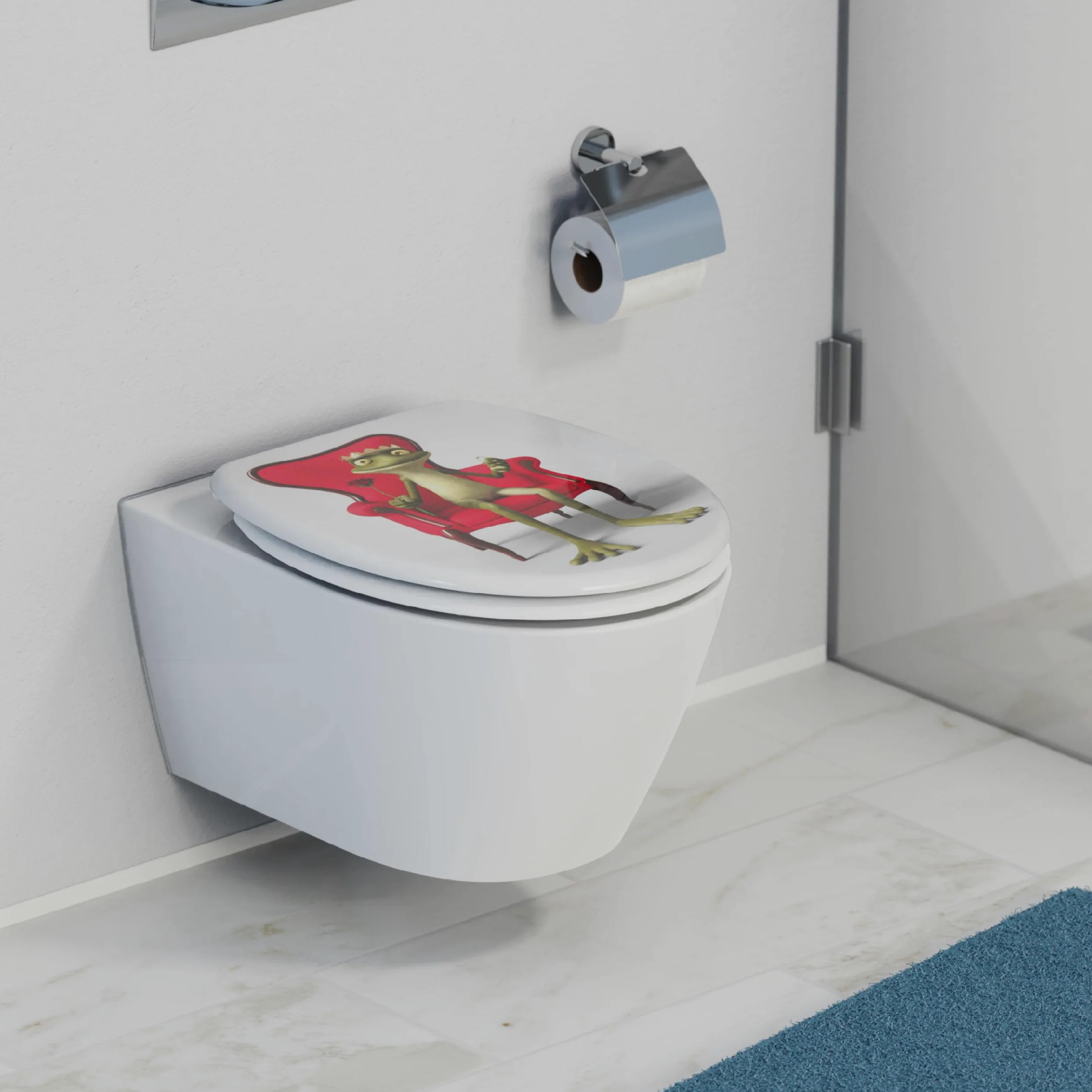 SCHÜTTE 82190 - Sedile WC in Duroplast FROG KING con abbassamento automatico