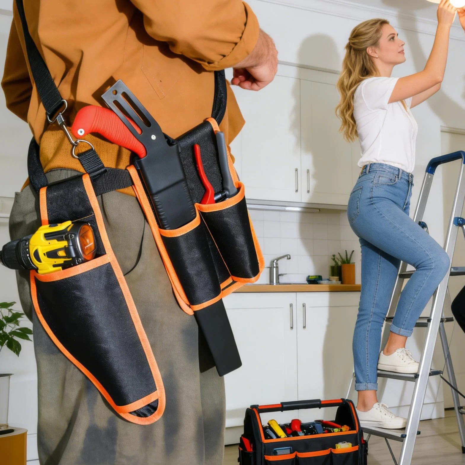 Cintura per attrezzi da giardino regolabile impermeabile multifunzione per adulti