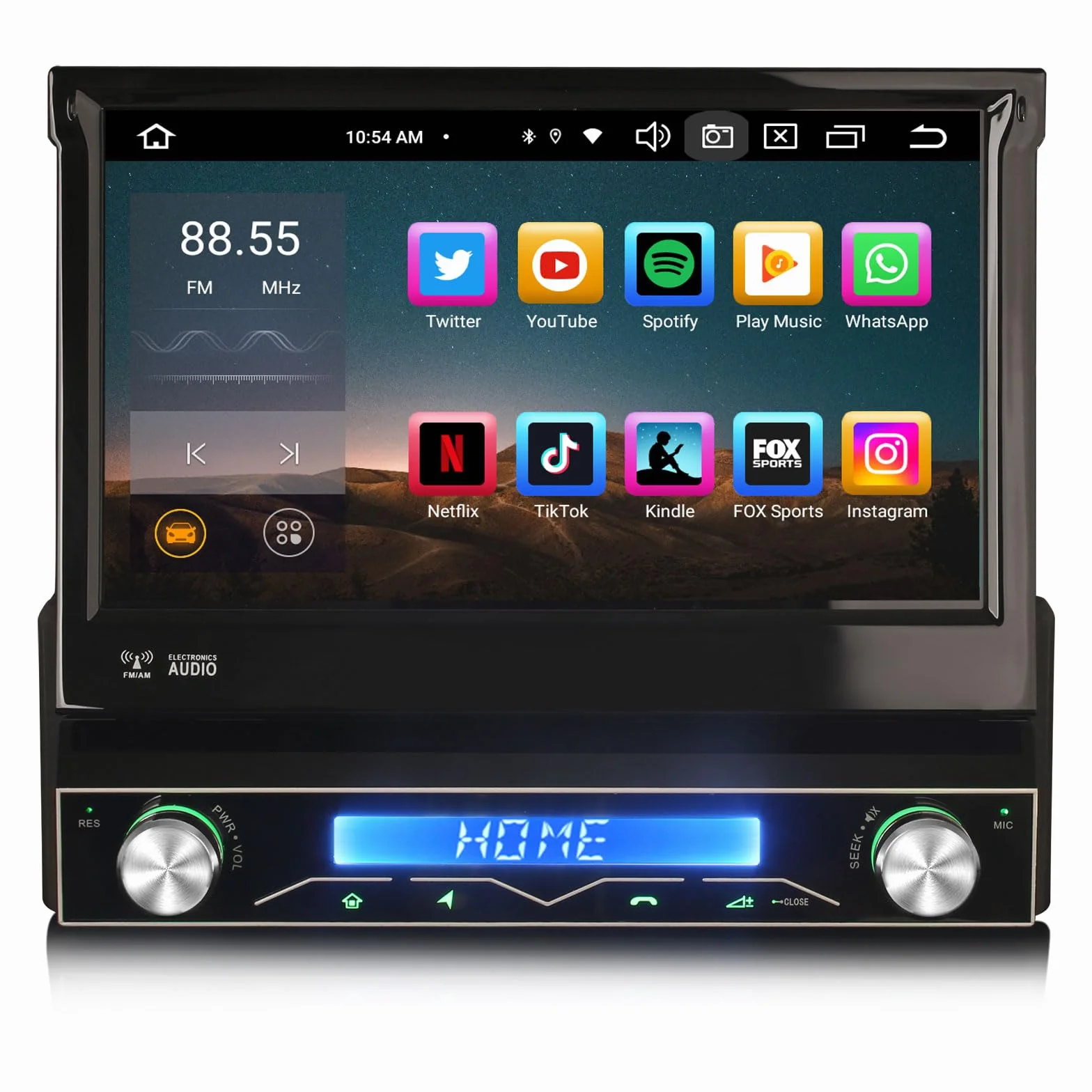 8-Core Android 12 Autoradio 1 Din GPS Navigatore con Schermo Motorizzato Wireless Carplay Android Auto Bluetooth WiFi DSP DAB+ RDS OBD2 TPMS 4GB RAM+64GB ROM, ES8568U