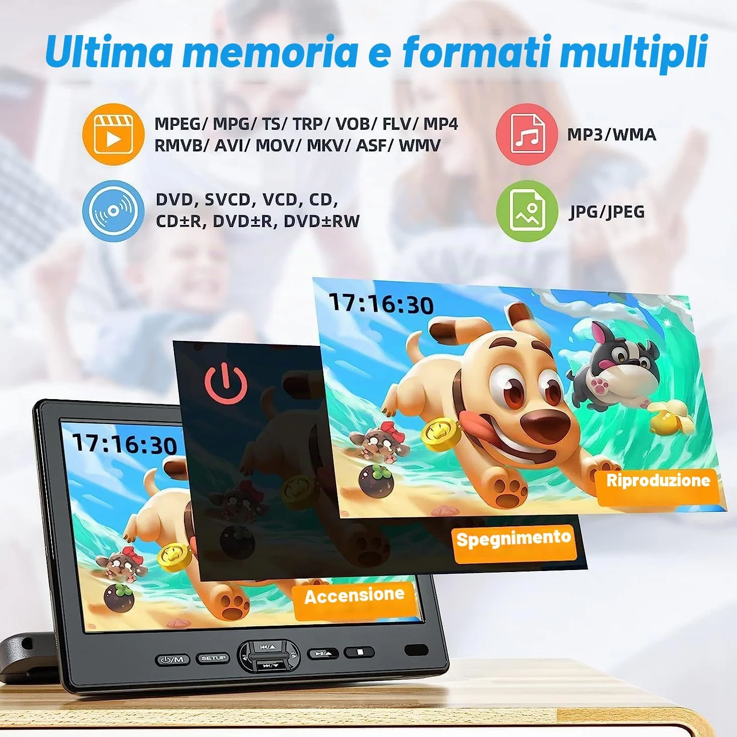 DESOBRY Lettore DVD da Poggiatesta per Auto 10,5 pollici 2 monitor poggiatesta 2 cuffie HDMI ingresso AV cavo, bambini TV supporta 1080P, supporto dello schermo auto USB/SD, ultima memoria