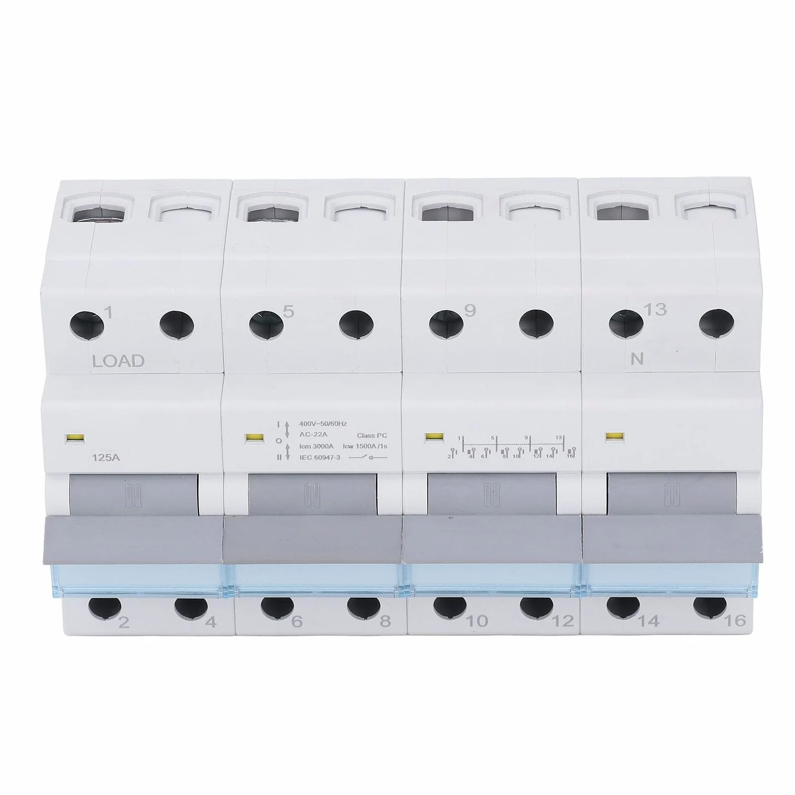 Sezionatore di Alimentazione 4P, Interruttore Automatico 4 Poli 6 Rivetti Rassodante DC AC 12-1000V Isolamento 400V 125A per Sistema di Alimentazione Fotovoltaico