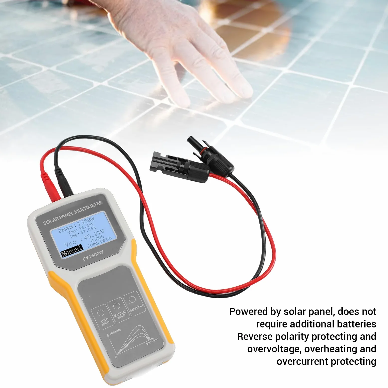 Tester per Pannelli Solari, Multimetro Fotovoltaico MPPT, Tester per Schermo LCD con Borsa EVA, Gamma da 5 W A 1600 W da 0 A A 60 A, Ideale per Produttori e Utenti di Pannelli Solari