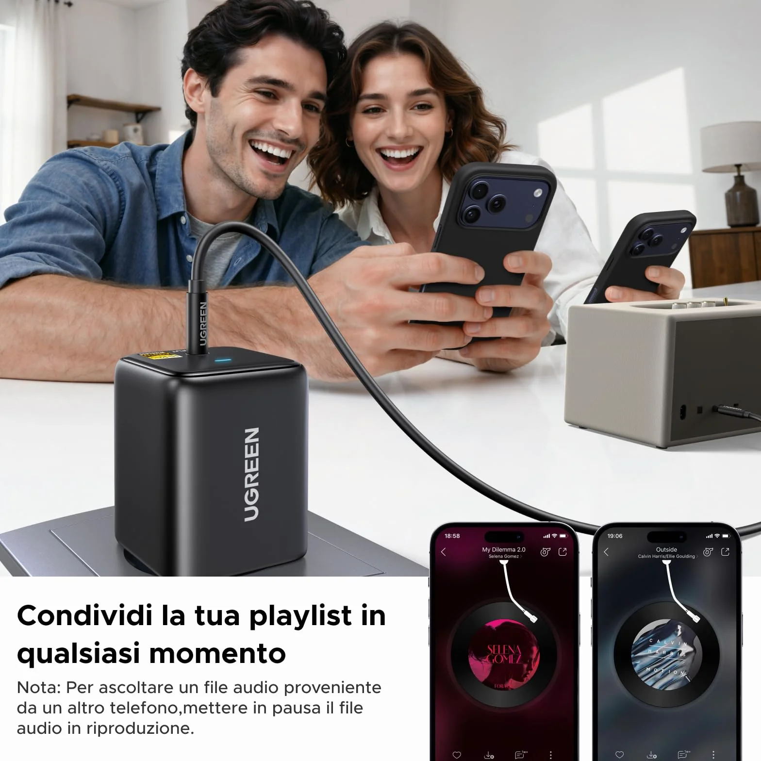 UGREEN Ricevitore Bluetooth 6.0 LDAC/SBC/AAC Audio Adattatore 3,5 mm Hi-Res HiFi Bassa Latenza Wireless Alimentatore a Innesto Diretto Compatibile con Telefono Tablet Altoparlante Amplificatore