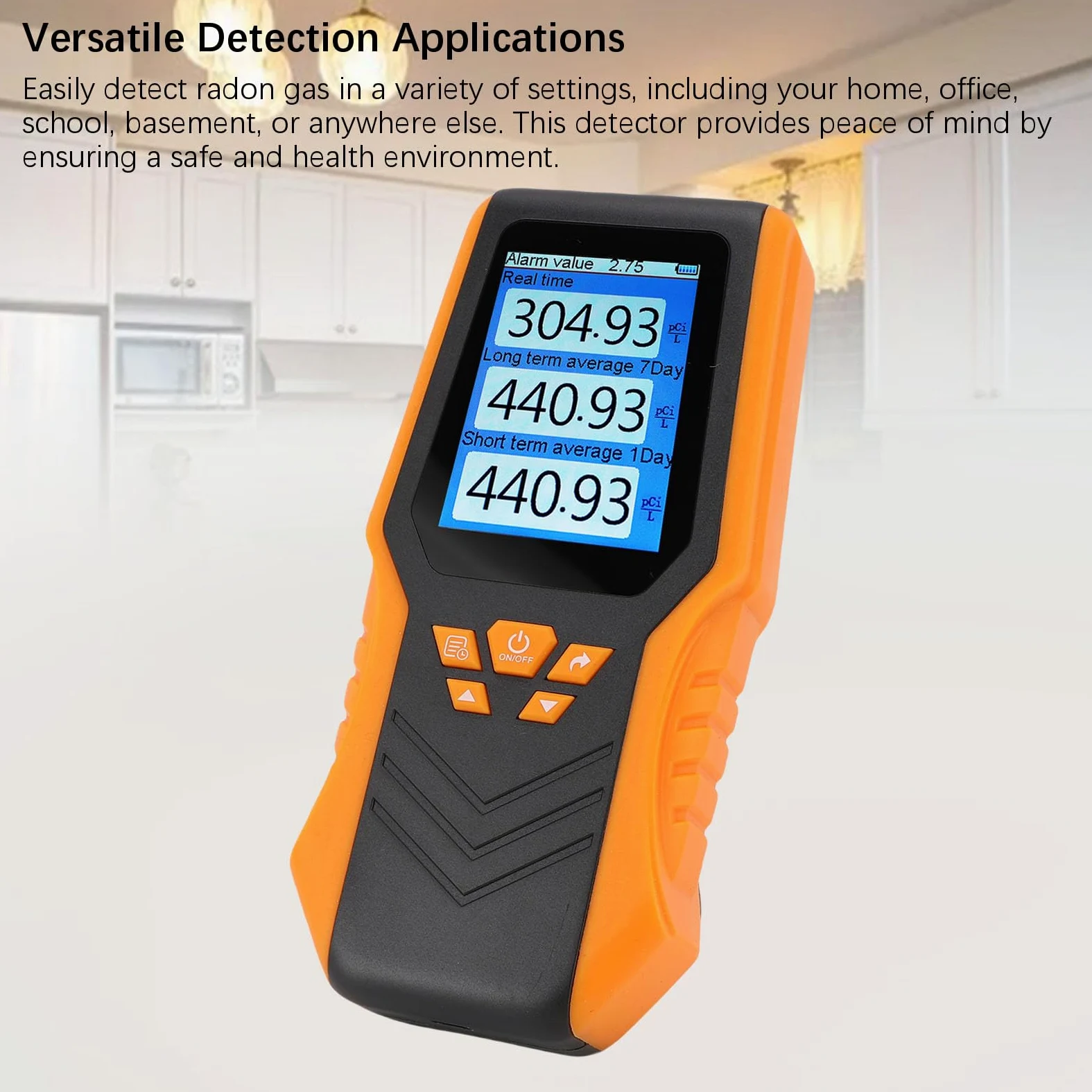 SEAFRONT Display per Rilevatore di Radon Digitale, Kit di Test per Radon, Monitor con Schermo LCD per il Monitoraggio Dell'ufficio nel Seminterrato di Casa