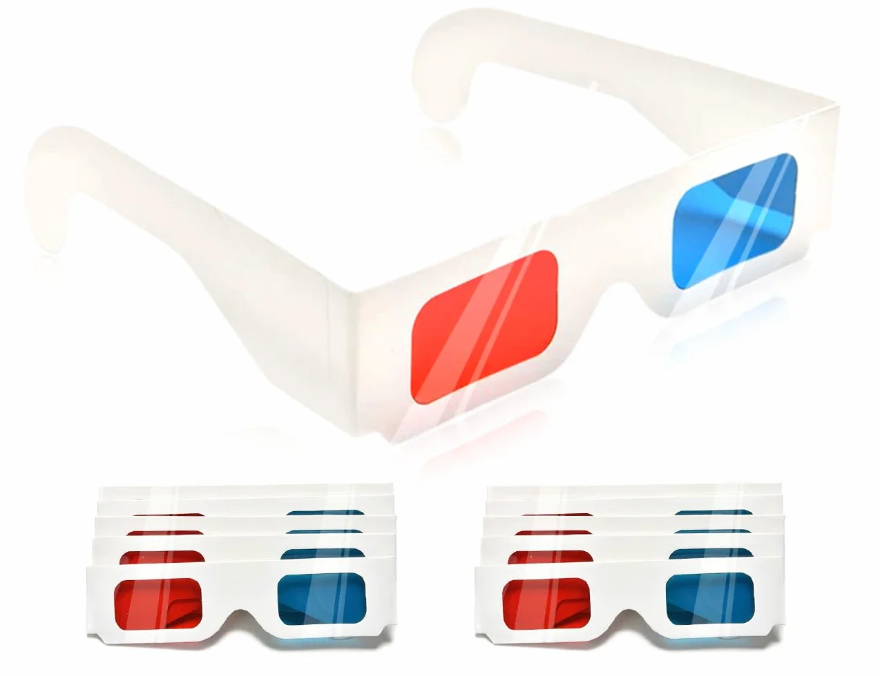 10 Paia di Occhiali 3D, Occhiali Stereo di Carta, Lenti Rosse e Blu, Film 3D e Decorazioni da Viaggio, Utilizzati per l'Intrattenimento Domestico, Aule Scolastiche, Mostre Scientifiche