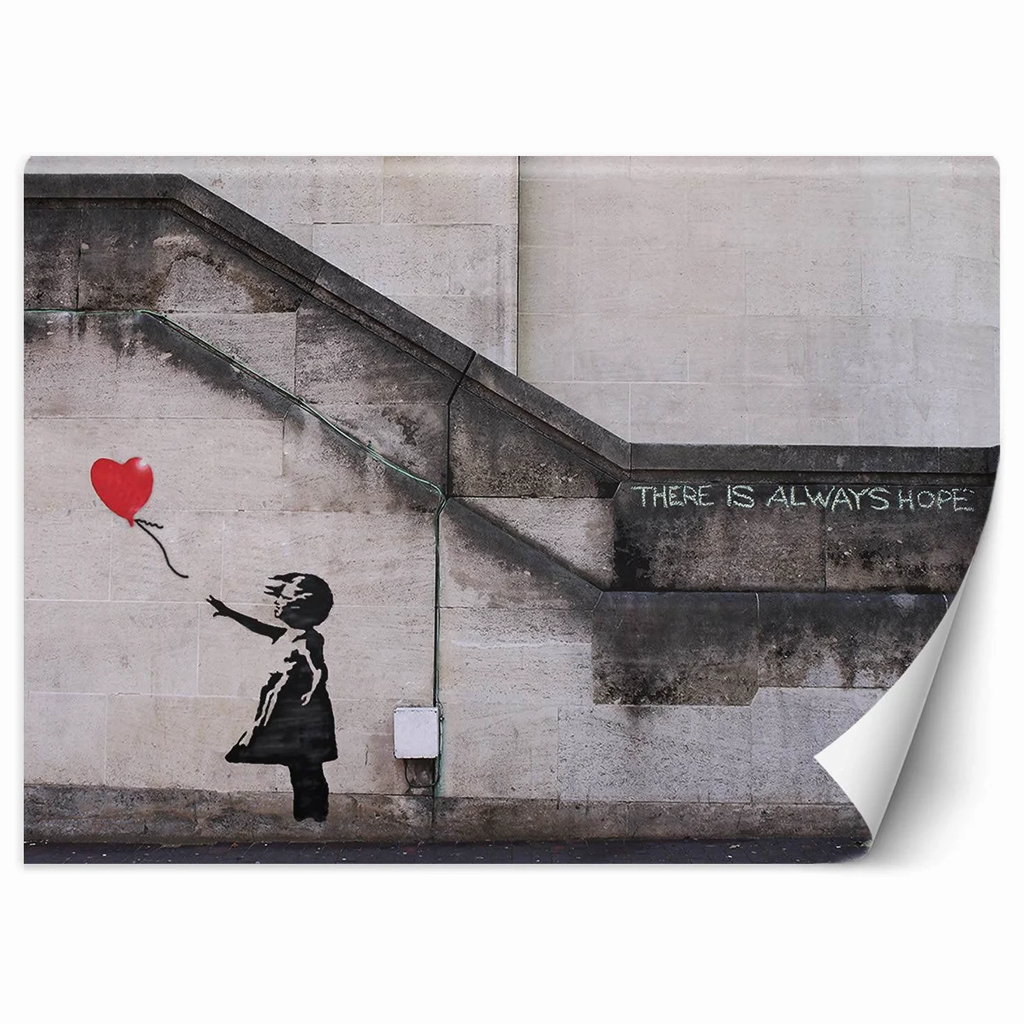 Feeby Carta Da Parati Banksy Arte Di Strada 300x210 cm grigio Murale Soggiorno Camera Da Letto Sala Ufficio Cucina Camera Dei Bambini Bambina E Palloncino