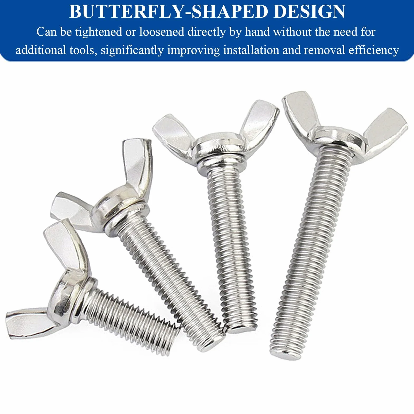 Vite ad alette M8x30mm-M8x50mm 10 pezzi, chiusura a macchina in acciaio inossidabile per uso industriale