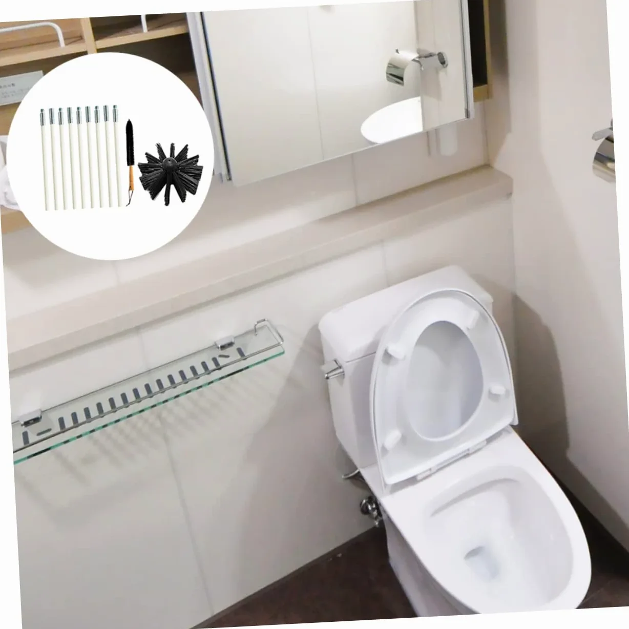 Alipis Scovolino Canne Fumarie in Nylon Manico in Legno la Pulizia di Condotti e Tubi Asciugatrice, Set Flessibile per Spazzola Pulisci Fumaria e Resistente