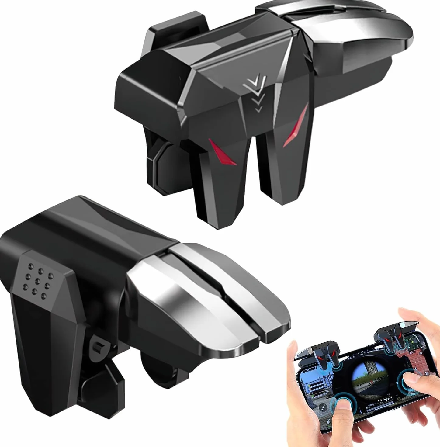 Novstuf Triggers 6 Dita Joystick Controller per PUBG COD, Rapid-Fire Tiro Joystick Controller Amartphone Sensibilità Alta Protezione Schermo Compatibile con Telefono Smartphone Android e iPhone