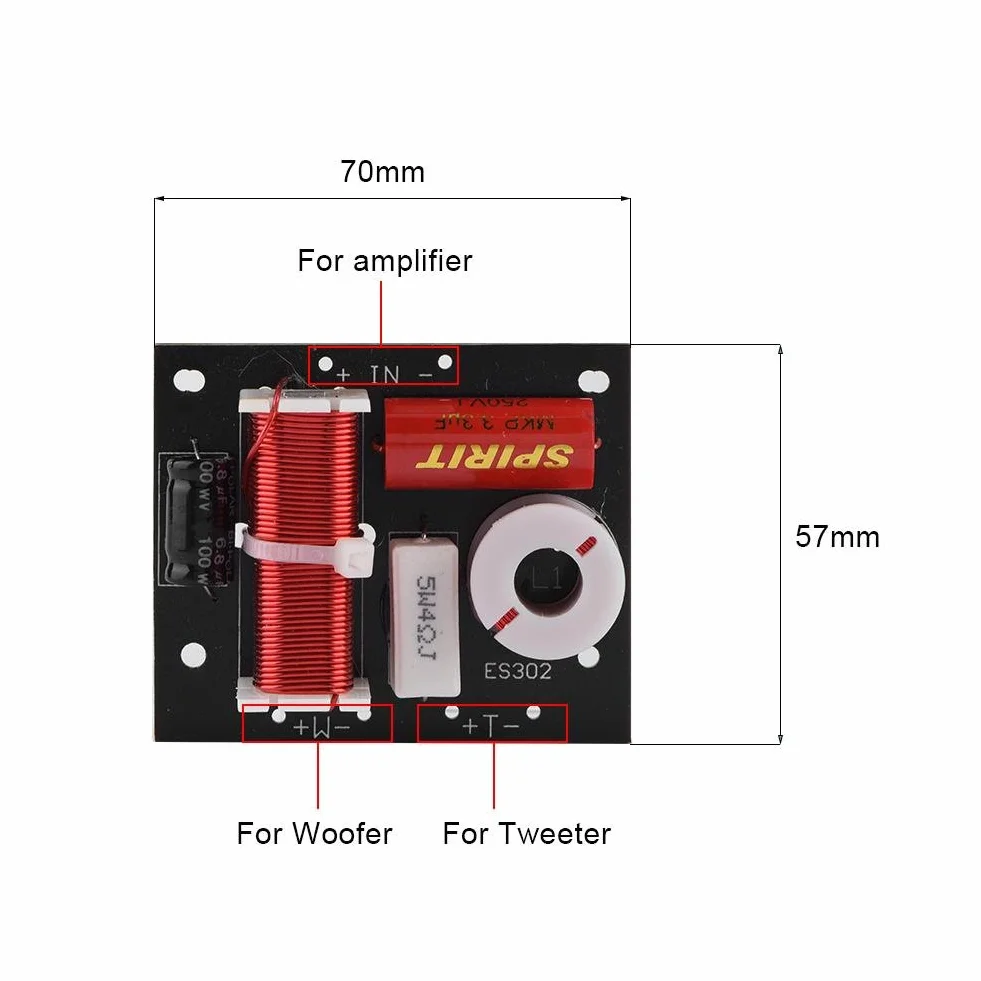Zerone 2Pcs Divisore per Frequenza Altoparlanti 2 Vie Treble/Bass 2 Unità 2 Unità Hi-Fi Crossover Filtro Distributore di Frequenza Modulo FAI DA TE