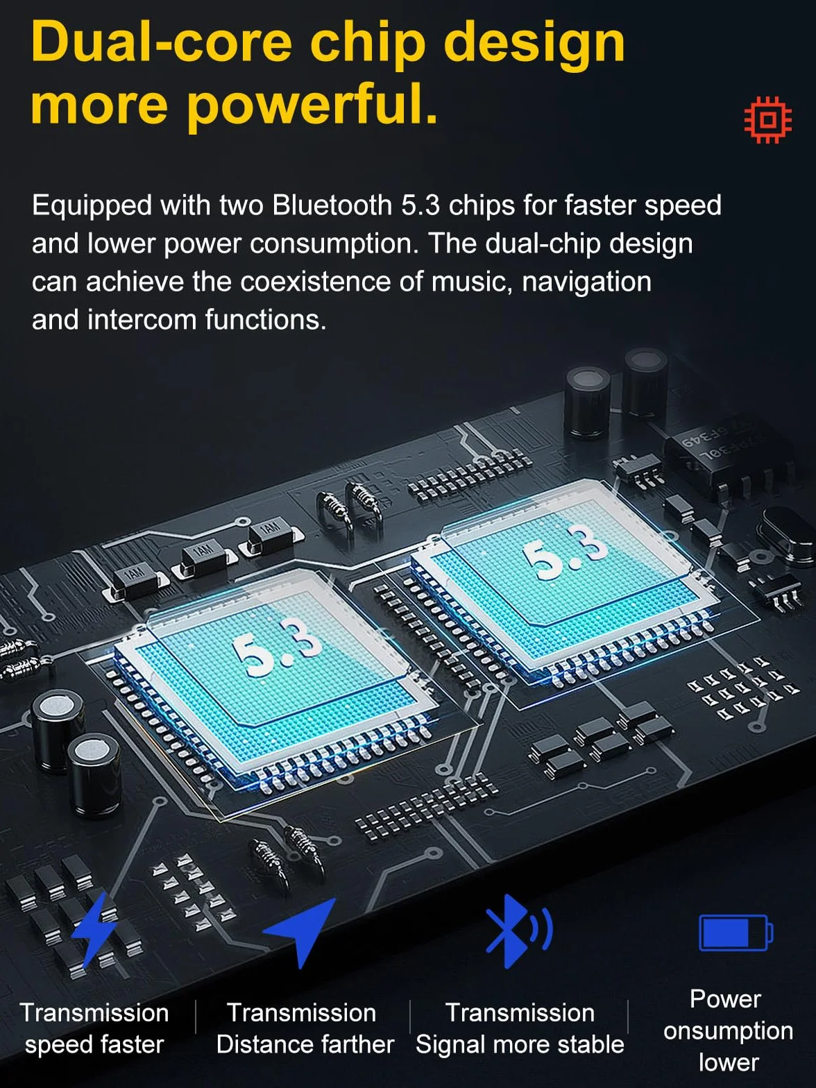 C1 Interfono Bluetooth per Casco Moto, Interfono Moto 500m con Condivisione Musica, Radio FM, Slot Micro SD, Batteria 1000mAh - Compatibile con Diversi Tipi di Casco