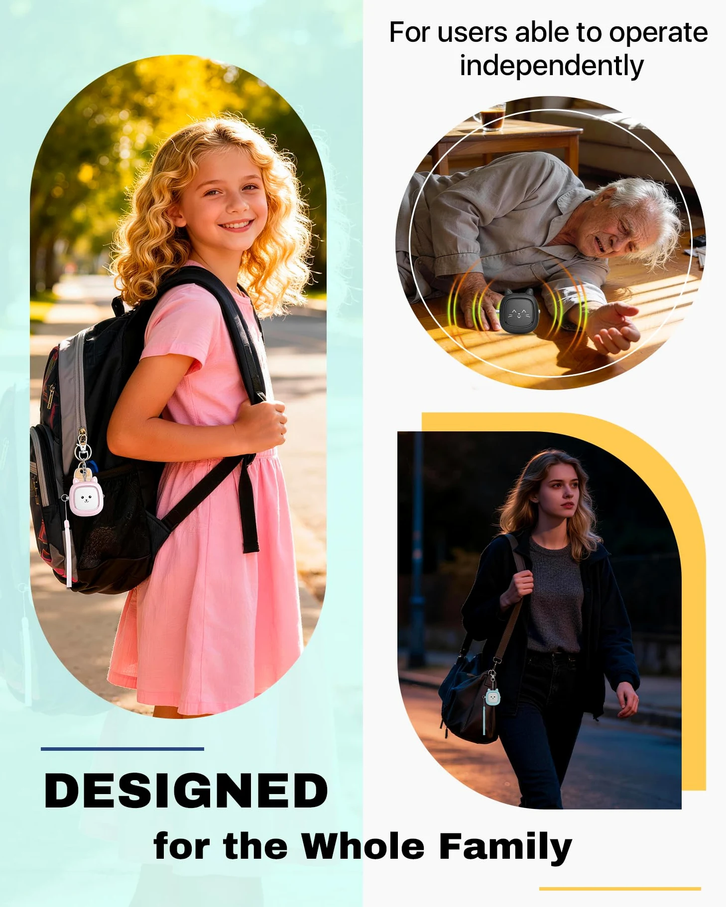 Allarme personale con suono sicuro, 130 dB, allarme di sicurezza, allarme di sicurezza con luce LED, sirena di sicurezza personale per donne, uomini, bambini, anziani, blu/rosa/nero.