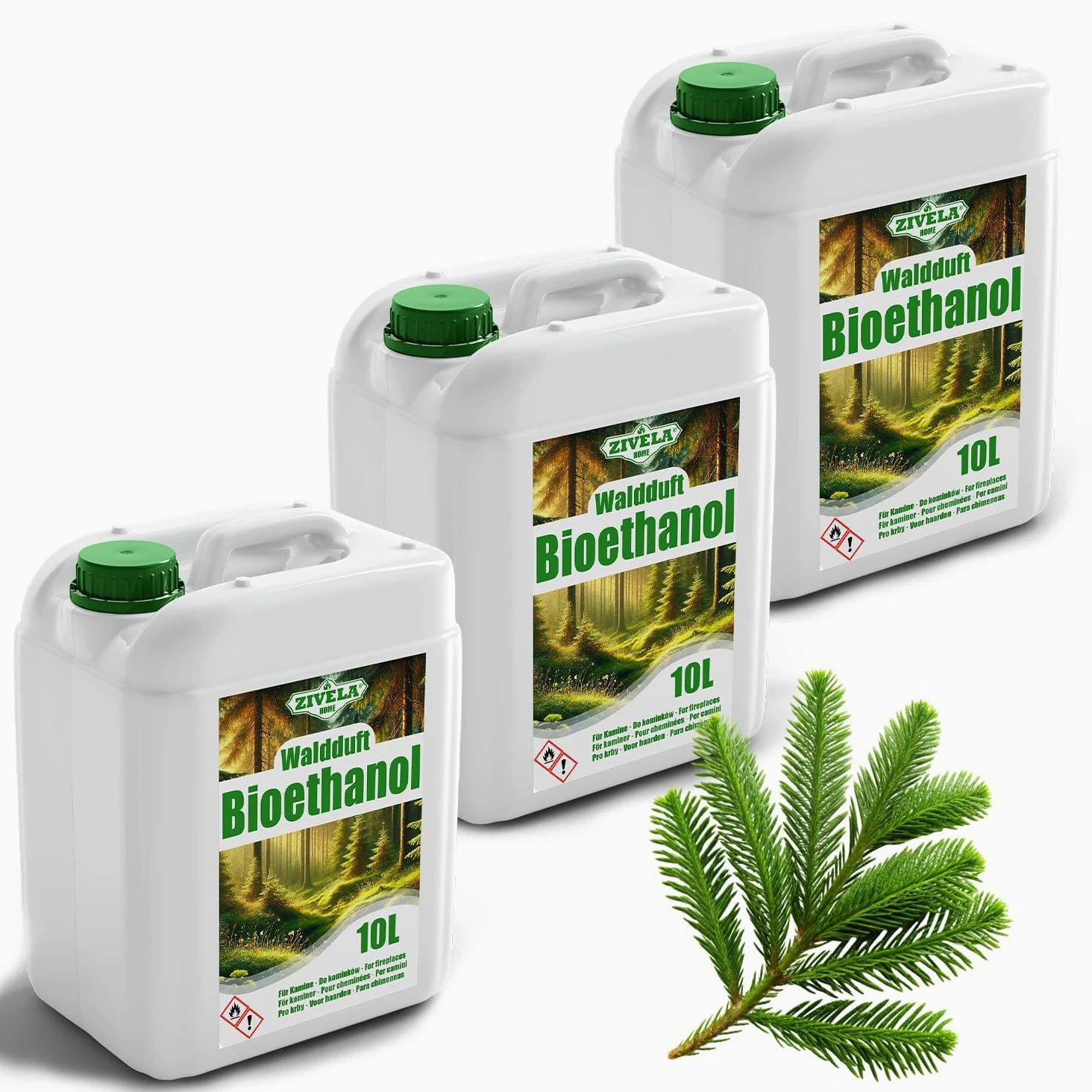 Bioetanolo 96,6% 30 l, profumo di alcool biologico per foreste, 96,6% 3 x 10 l, bioetanolo per camino, camino, camino a bioetanolo, profumo forestale, combustione pulita, senza fumo, fiamma vivida e