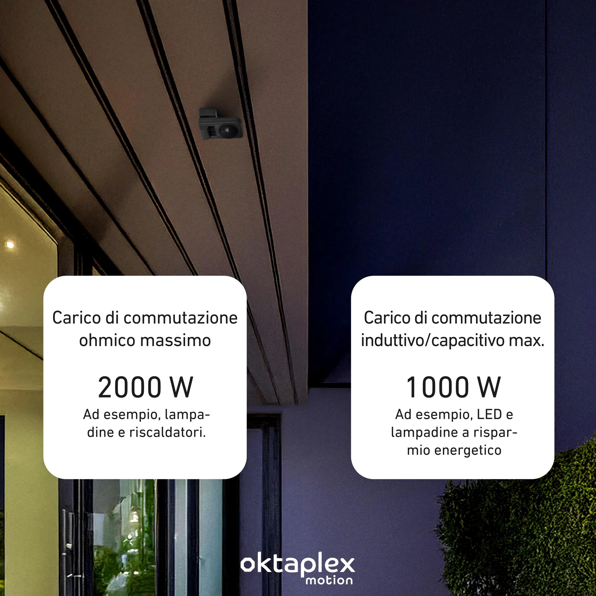 Oktaplex Tea set da 2 sensori di movimento per esterni antracite 9 m | Sensore di movimento da superficie orientabile 360 ​​gradi 9 m IP65 230 V per soffitto e parete