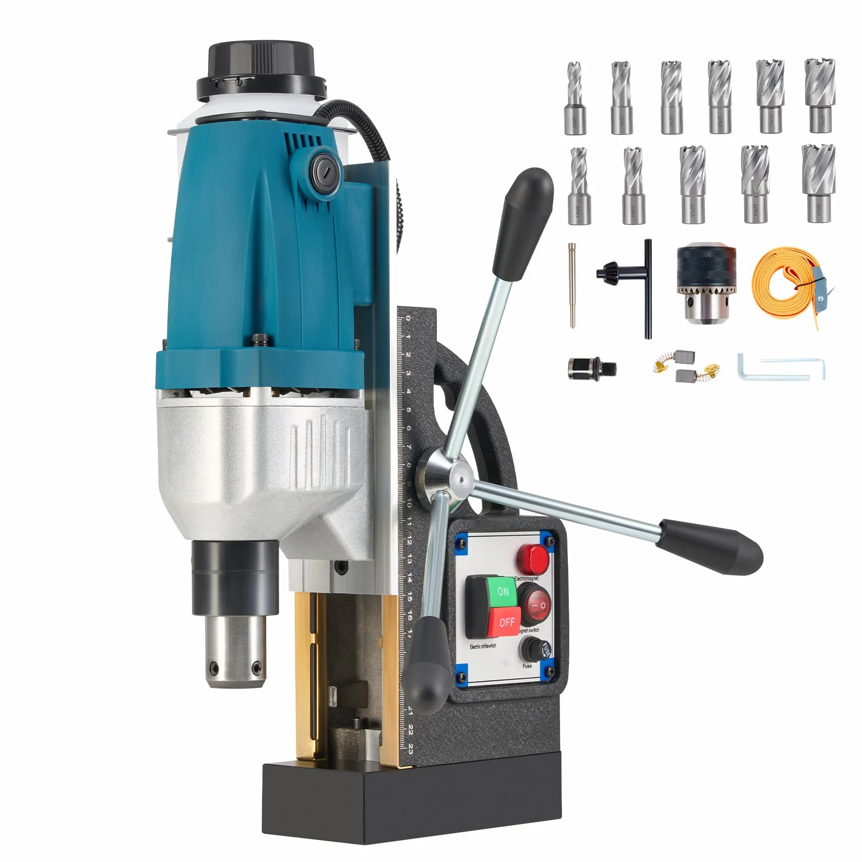 Trapano Magnetico 1100W 12000N 550 rpm Elettromagnetico Fino a 40 mm Profondità 50 mm Industriale