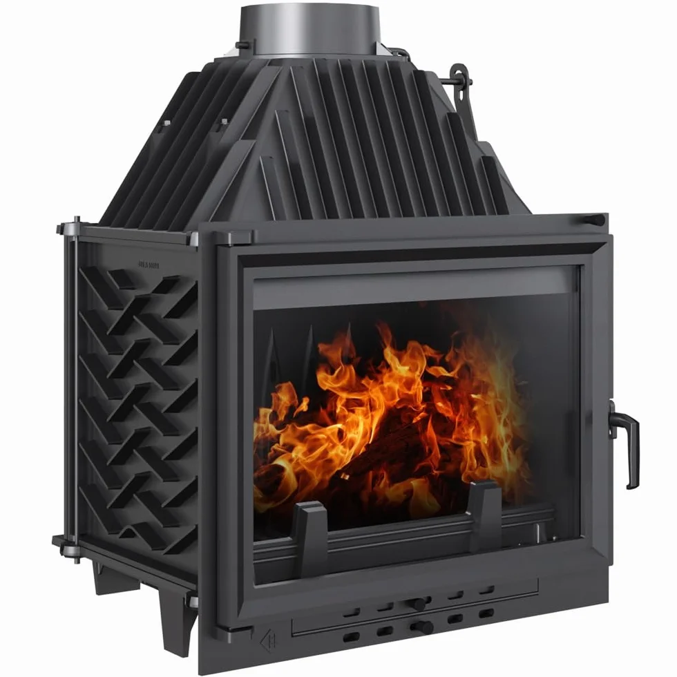 Inserto per camino 12 kW Ø150 mm ghisa vetro pulito Ecodesign BImSchV 2