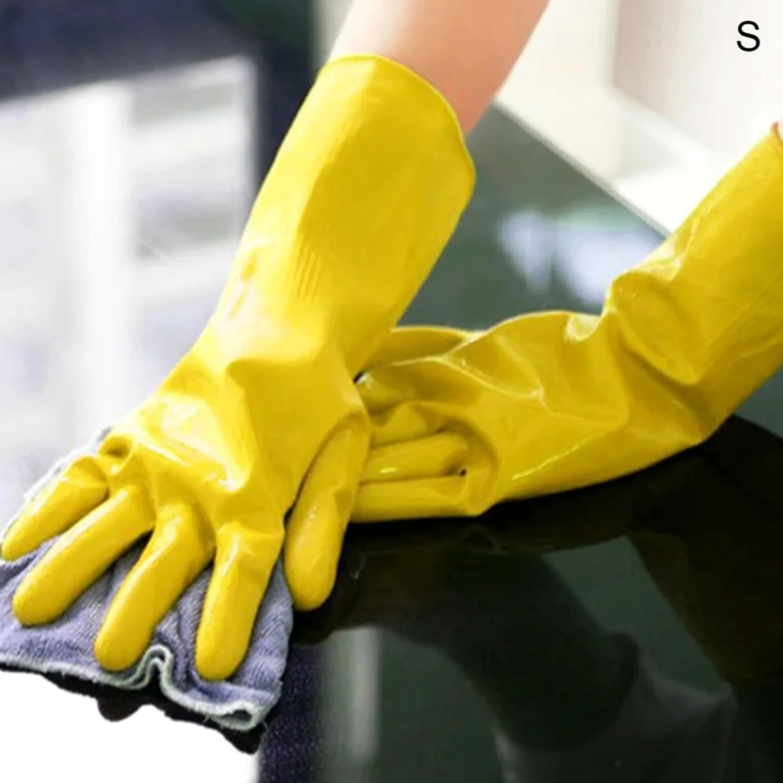 Guanti domestici riutilizzabili 3 pezzi, for lavastoviglie in gomma, Spessore extra, Maniche lunghe, Pulizia della cucina, Lavoro, Pittura Per La Casa(S)