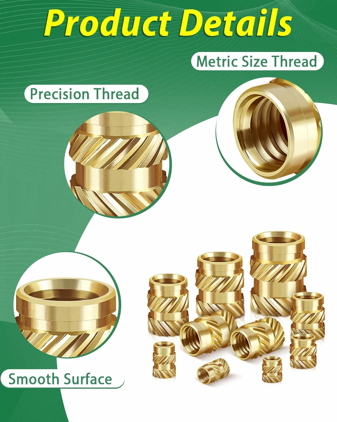 360 inserti filettati M2 M2.5 M3 M4 M5 M6, Bolatus dadi monofusione in ottone con saldatore, filettatura zigrinata per parti in plastica, inserti filettati per stampanti 3D
