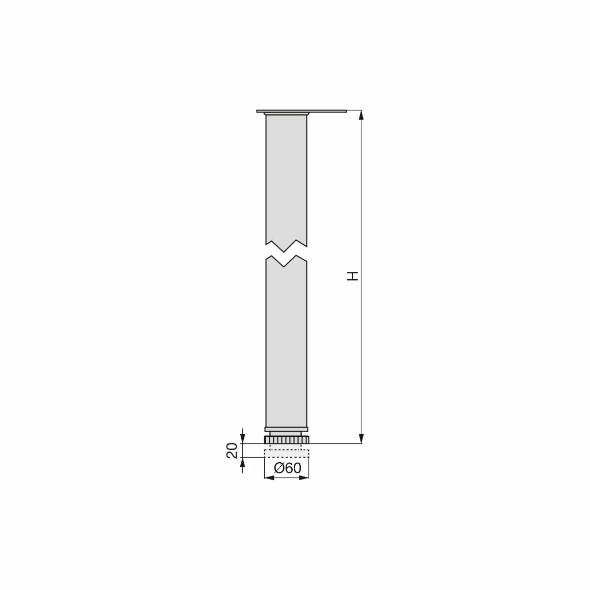 Emuca Gambe regolabili per tavolo acciaio Ø60x710mm altezza regolabile 710-730mm nero kit 4 piedi