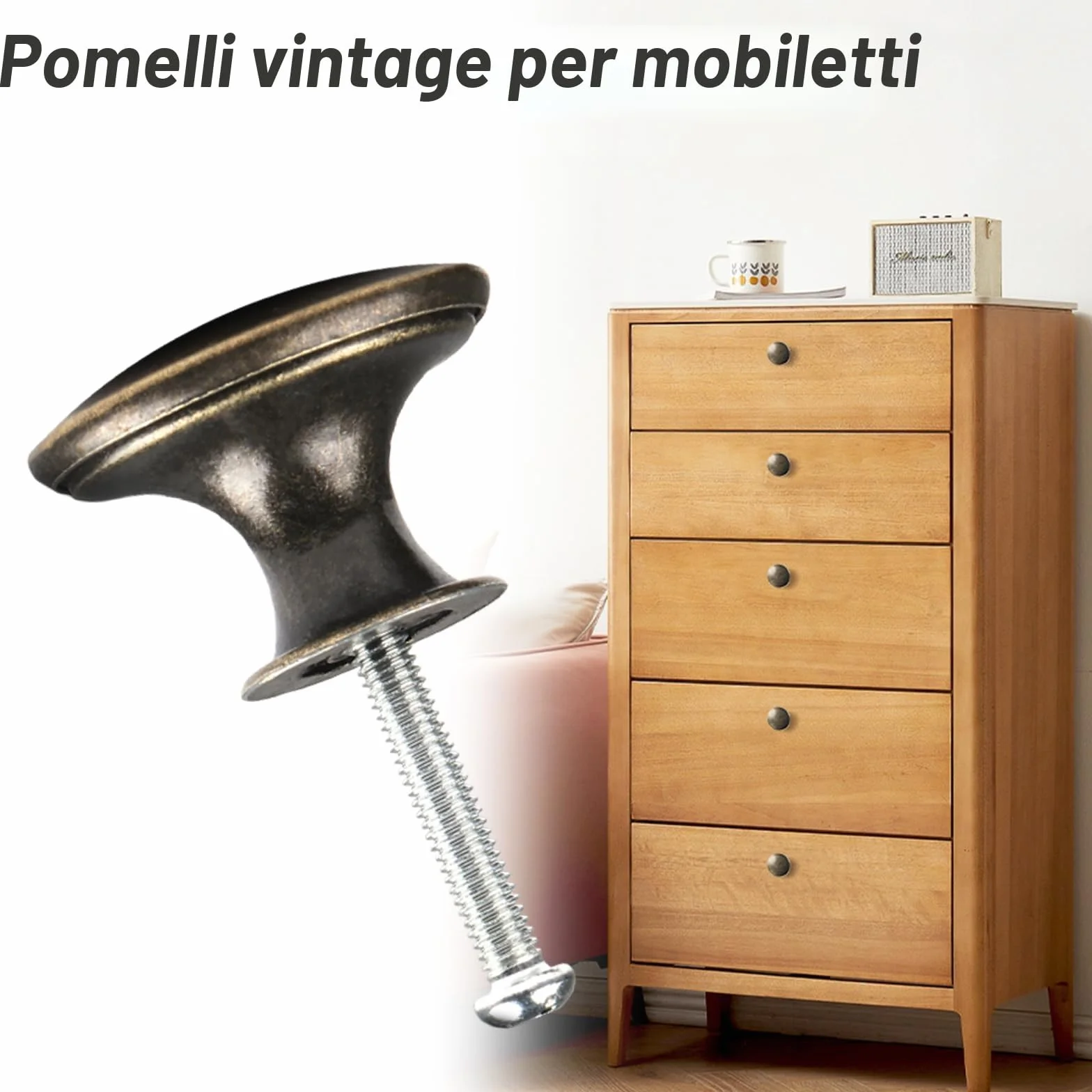 Pomelli per armadietti vintage 30 mm bronzo TsunNee