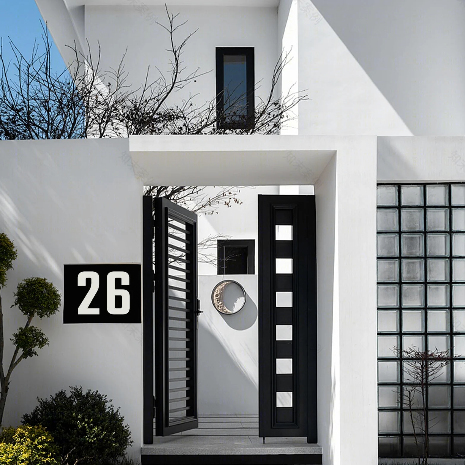 Numeri civici in metallo, 5,1 cm, in metallo, stile moderno, per porta del giardino, per appartamenti, esterni, fattoria, lettere decorative con kit per chiodi, segnaletica per visibilità (bianco)
