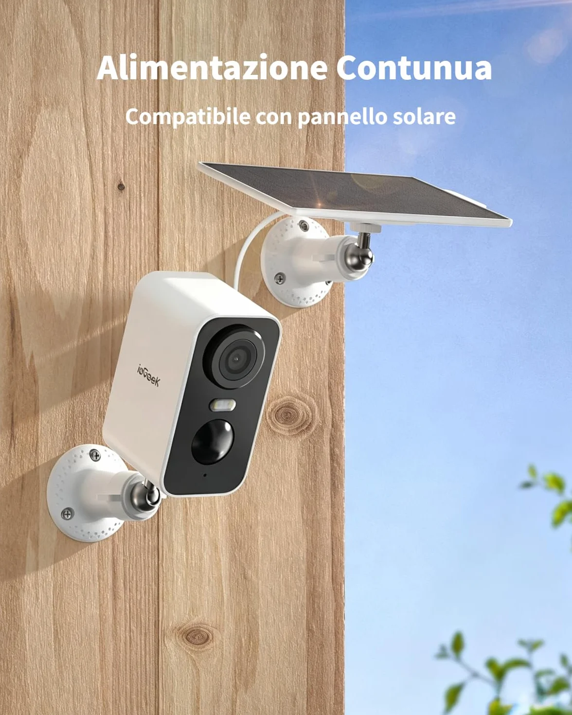ieGeek 2K Telecamera Wi-Fi Esterno/Interno Senza Fili Batteria, Faro e Allarme Integrato, Visione Notturna a Colori, Rilevamento Movimento PIR, 2 Vie Audio, SD/Cloud Archiviazione, 2,4GHz WiFi, IP65
