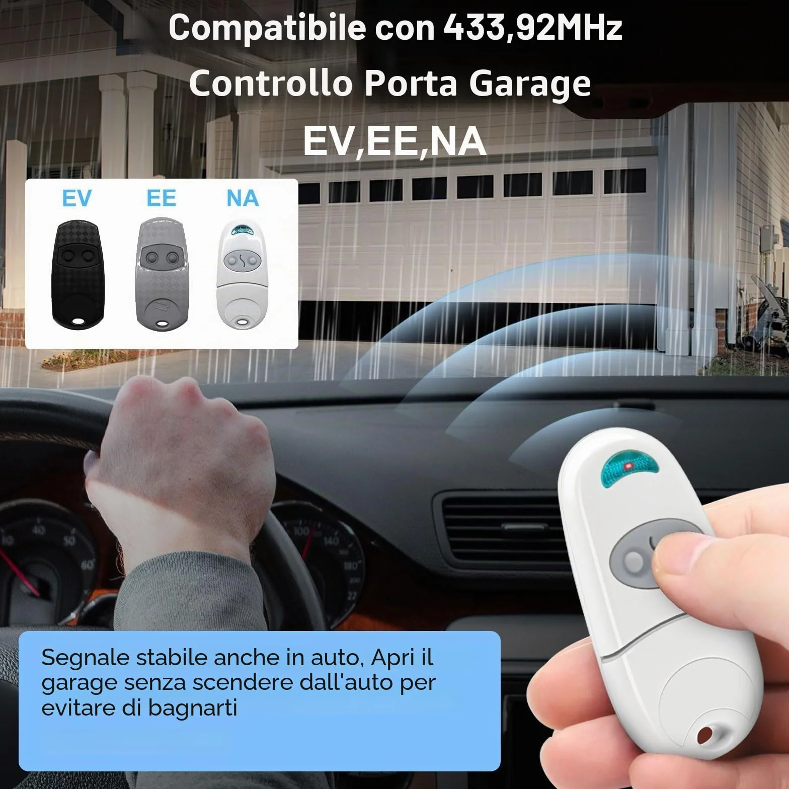 Telecomando Cancello 433,92 MHz 2 Canali Compatibile C@me EV NA EE 3 Pezzi