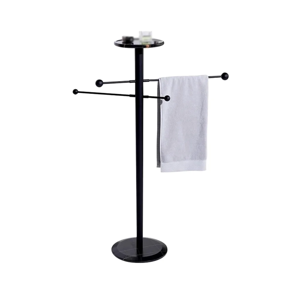 Portasciugamani Autoportante Portasciugamani Mobile in Marmo da Terra for Bagno Moderno, Staffa for Bagno, portasciugamani in Stile Semplice e di Lusso Leggero Portasciugamani da Terra(Nero)