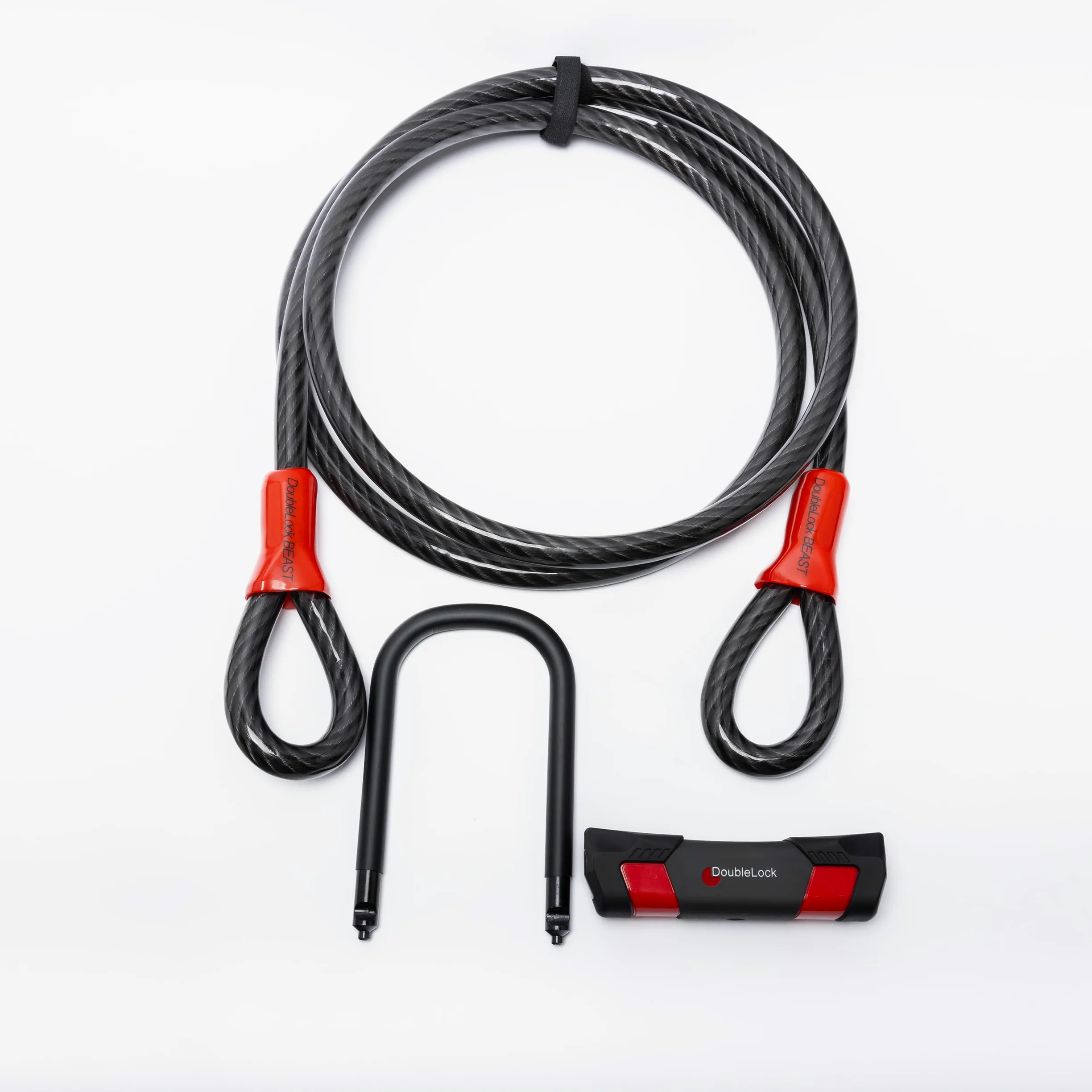 DoubleLock - Lucchetto a cavo - BEAST 300 ART - Lucchetto di sicurezza - Chiusura per uso pesante - Si blocca in cinque secondi - Nero - Cavo in acciaio approvato ART - 300 cm