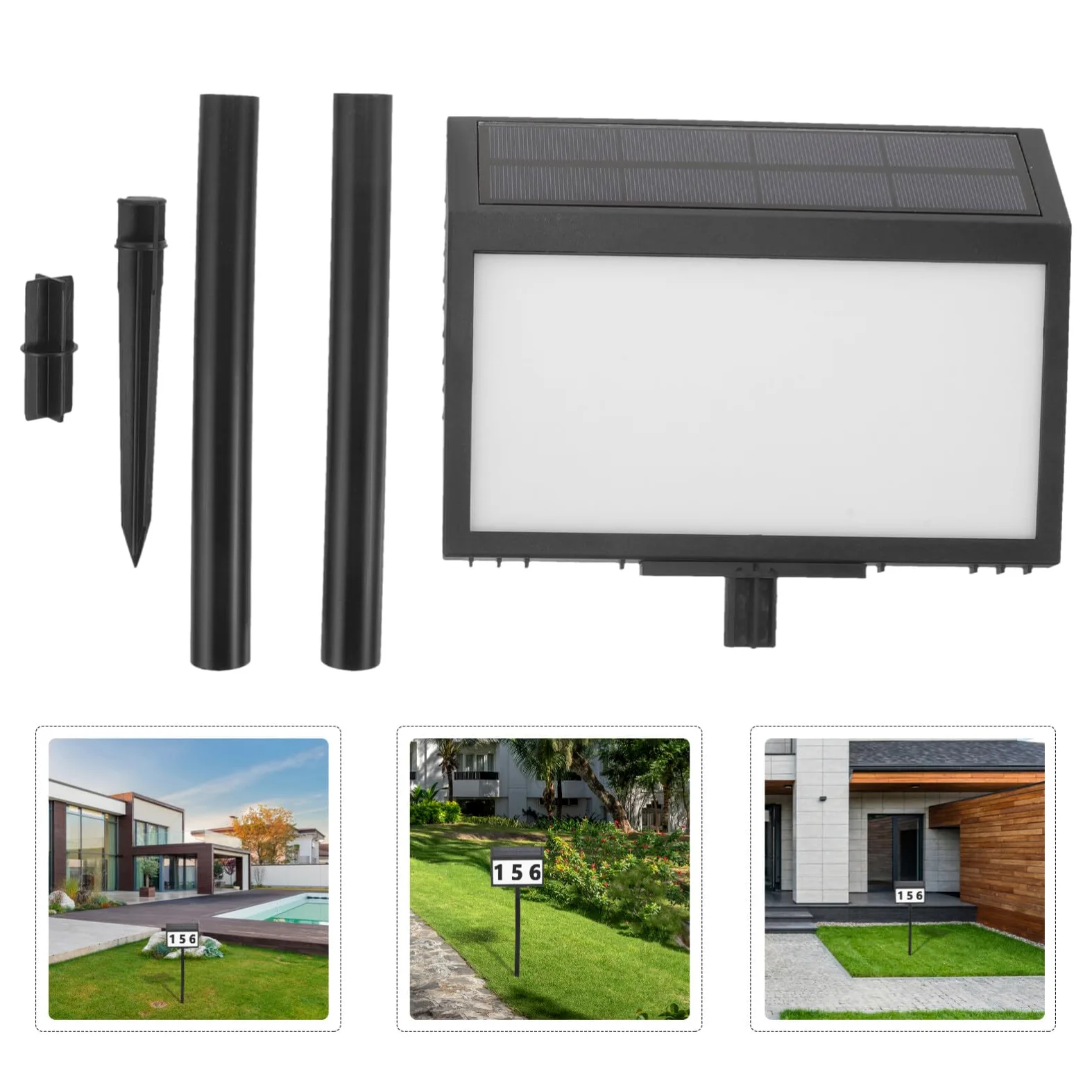 HOMSFOU 1set Lampada Led Solare Per Indirizzi Esterni Targa Numerica Con Illuminazione Chiara Installazione Versatile Per Casa e Giardino e Facile Da Usare