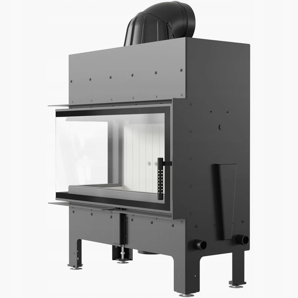 KRATKI Inserto per camino in acciaio a legna FLOKI 12 kW Ø200 sinistro A+ | Acciaio nero, efficienza 85,4%, classe A+. Ecodesign, BImSchV 2; per recupero calore.; combustione efficiente; Livello 2 Set