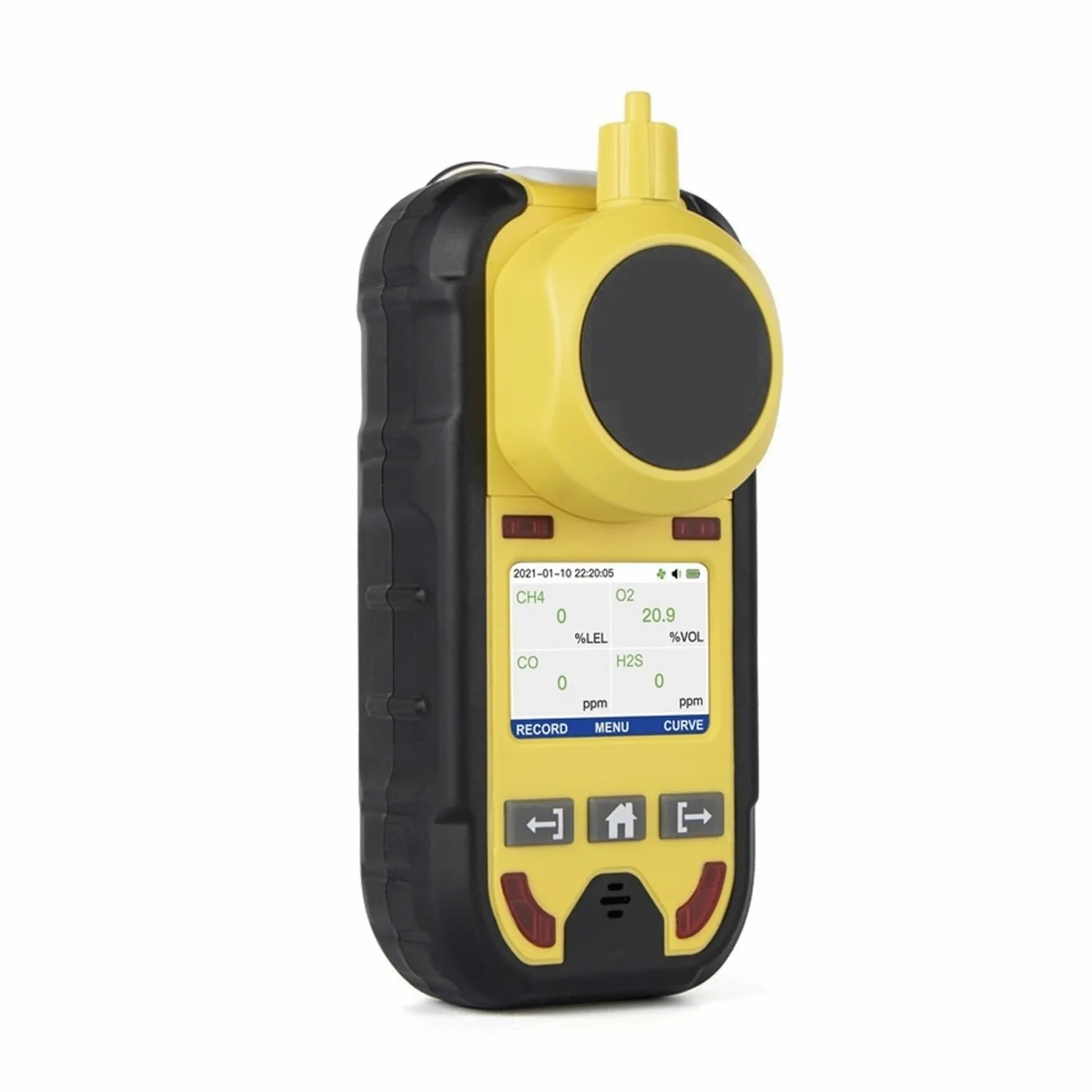 Rilevatore multigas con display LCD O2 H2S CO LEL Rilevatore di perdite di gas 4 in 1 con vibrazione, allarmi visivi e acustici Elevata stabilità e sensibilità(With pump)