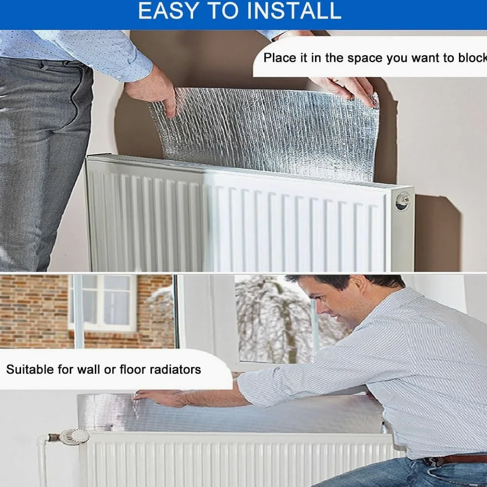 Pannello Termoriflettente per Termosifoni, Pannelli Termoriflettenti Riutilizzabile, pellicola Isolante Freddo per Vetri Finestre, Isolamento Termico e Risparmio Energetico(W 60 x H 140 cm)