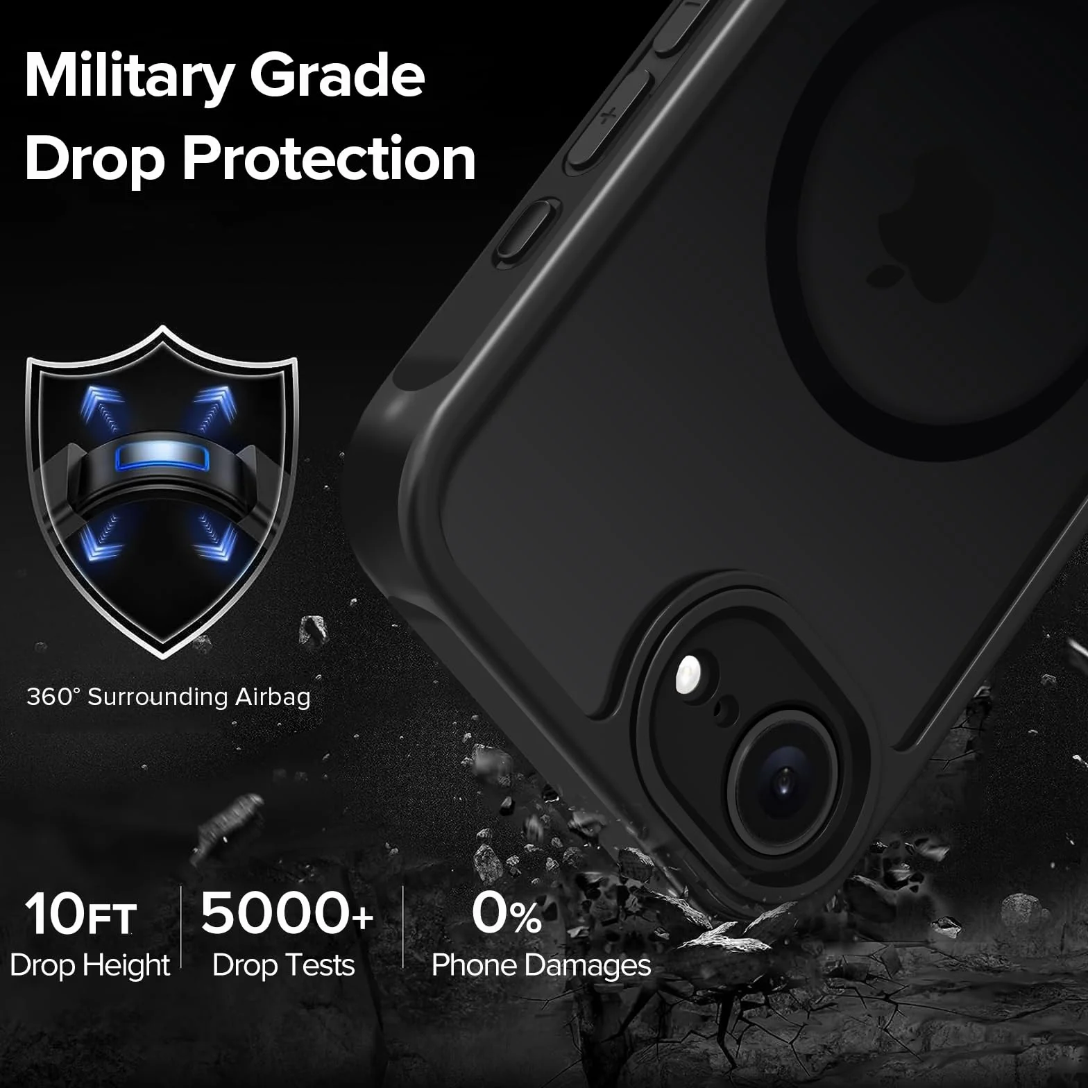 iVoler Cover Magnetica per iPhone 17e / iPhone 16e, [Compatibile con MagSafe] [Protezione Antiurto di Grado Militare] Custodia Anti-graffi Traslucida Opaca Posteriore Sottile Case, Nero