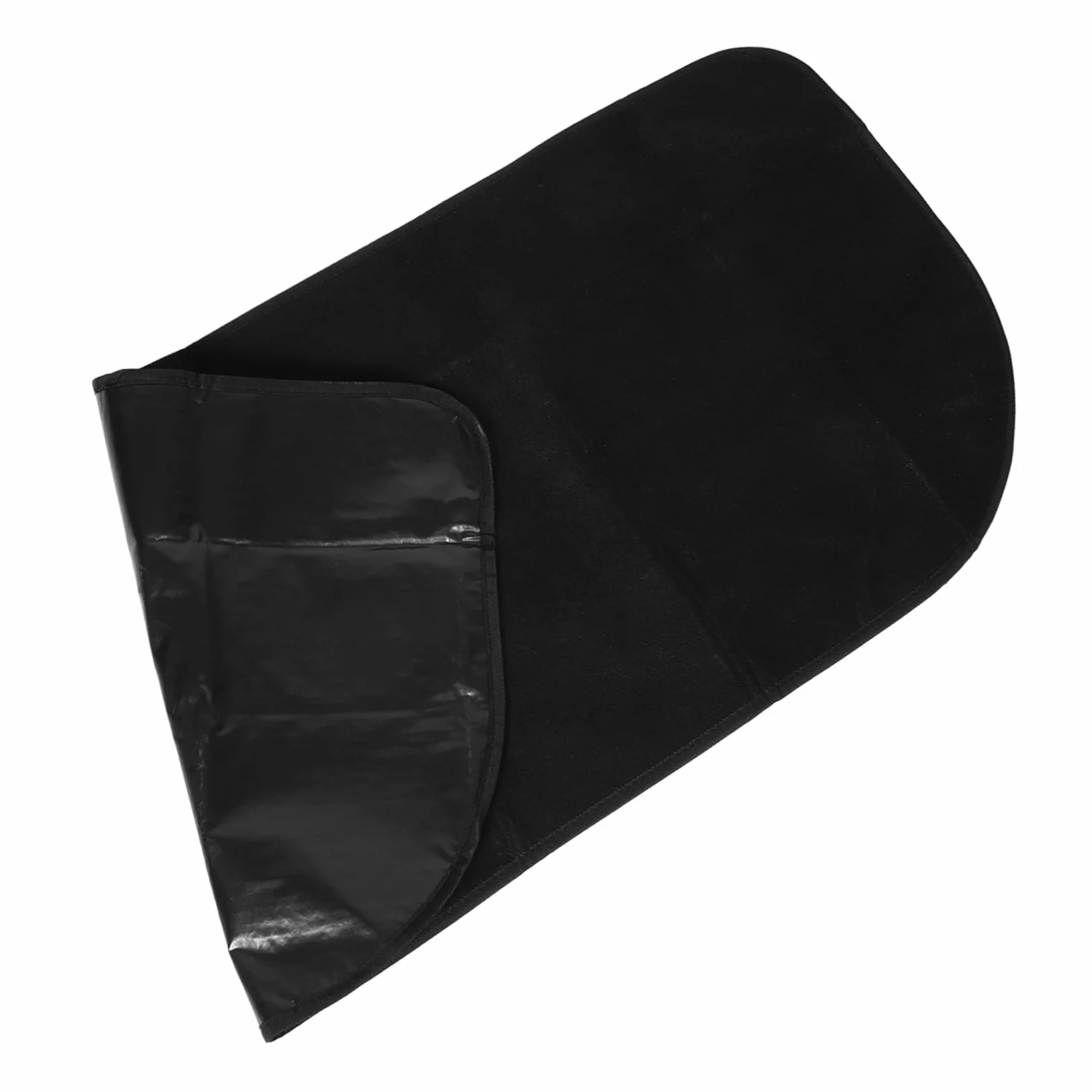 Tappeto PVC Nero e Semicircolare per Stufa Poliestere in Ignifugo | Protezione Pavimento ad Alta Temperatura, per Barbecue e Campeggio, Forma Mezzaluna