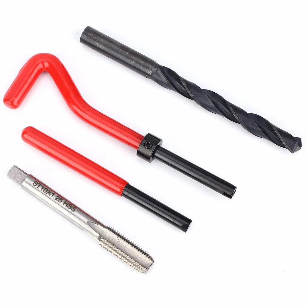 17 Pezzi Kit di Riparazione Filettatura in Acciaio Inossidabile M10x1.25 Set Maschi Femmina