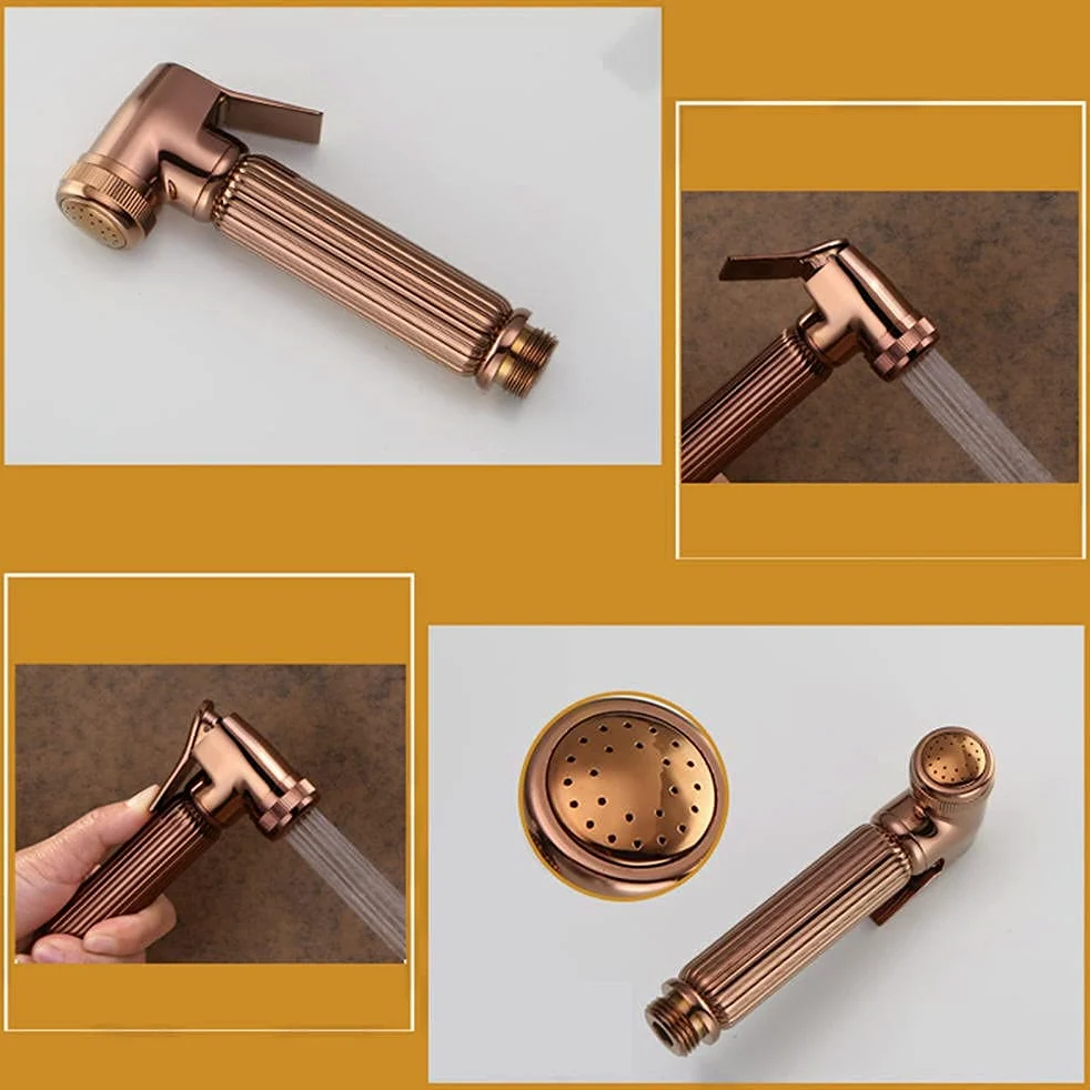 Miscelatore per Bidet e WC da Parete, Kit di spruzzatura, doccetta Manuale Marrone Antico, Set di rubinetti con Maniglia Singola e Doccia - A (A)