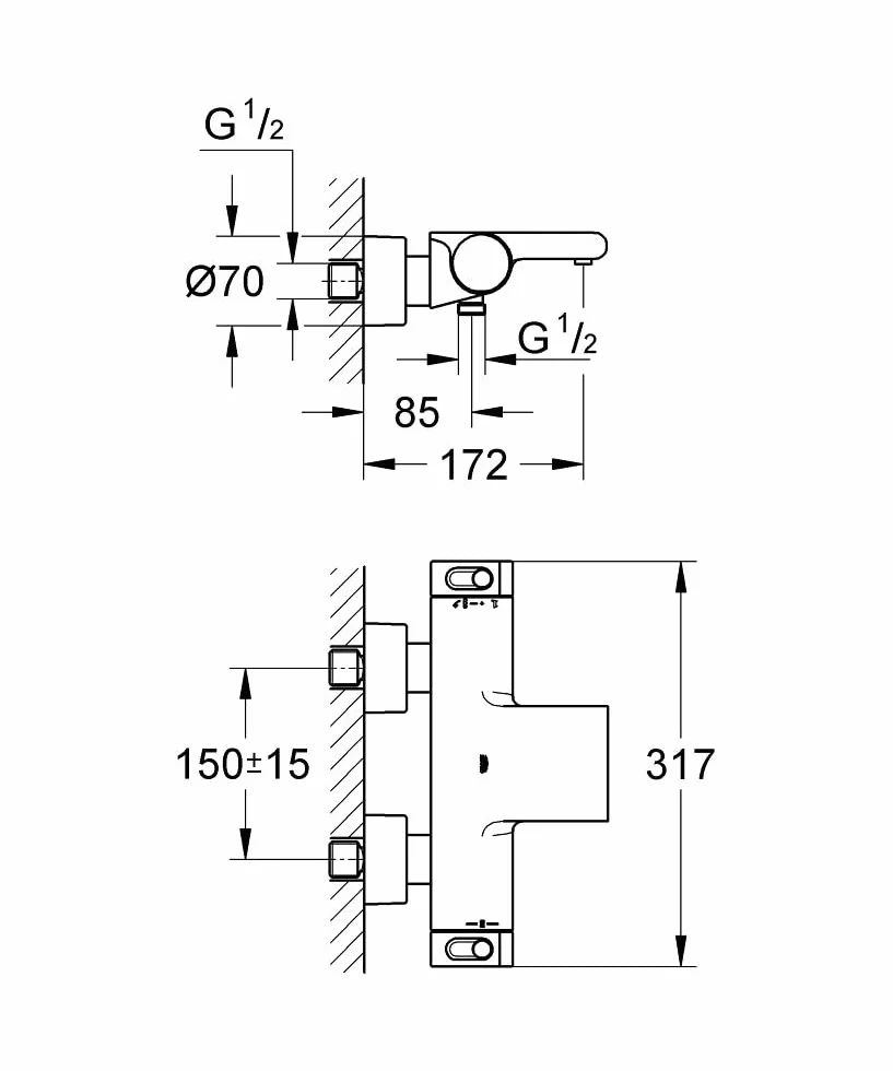 Grohe Grohtherm 2000 Miscelatore Termostatico per Vasca-Doccia, Cromo