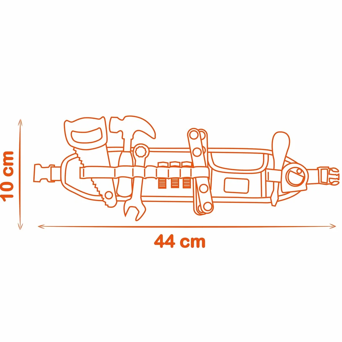 Smoby - Black+Decker - Cintura portautensili - Cinghia regolabile - 14 accessori - Sega, cacciavite, chiave combinata, metro a nastro, viti, righelli, dadi - Dai 3 anni