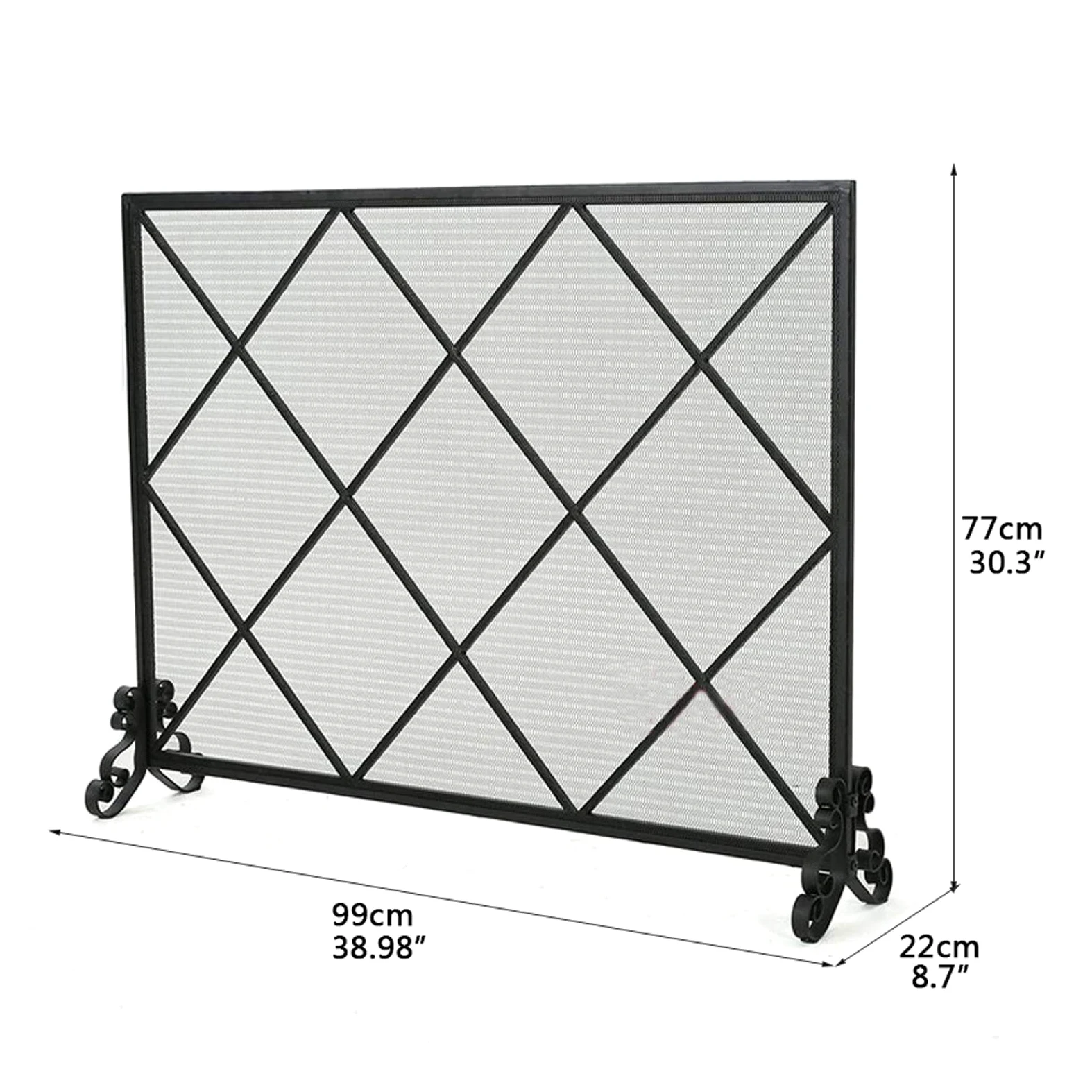 Schermi per Caminetti di Guardia Schermo in ferro battuto for camino in ferro battuto Schermo di ferro Art Camino Schermo divisorie Frence Schermo antincendio e antiscivolo Schermo camino, 39 "W x 30.