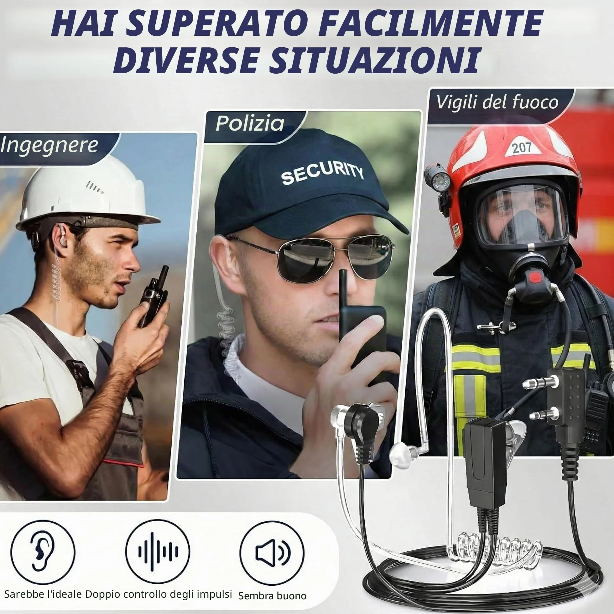 Walkie Talkie Headset con tubo sonoro compatibile con Walkie Talkie BF-88E 888S UV5R UV5RE Baofeng UV 5R BF-88E BF-888S Radio (6 pezzi)