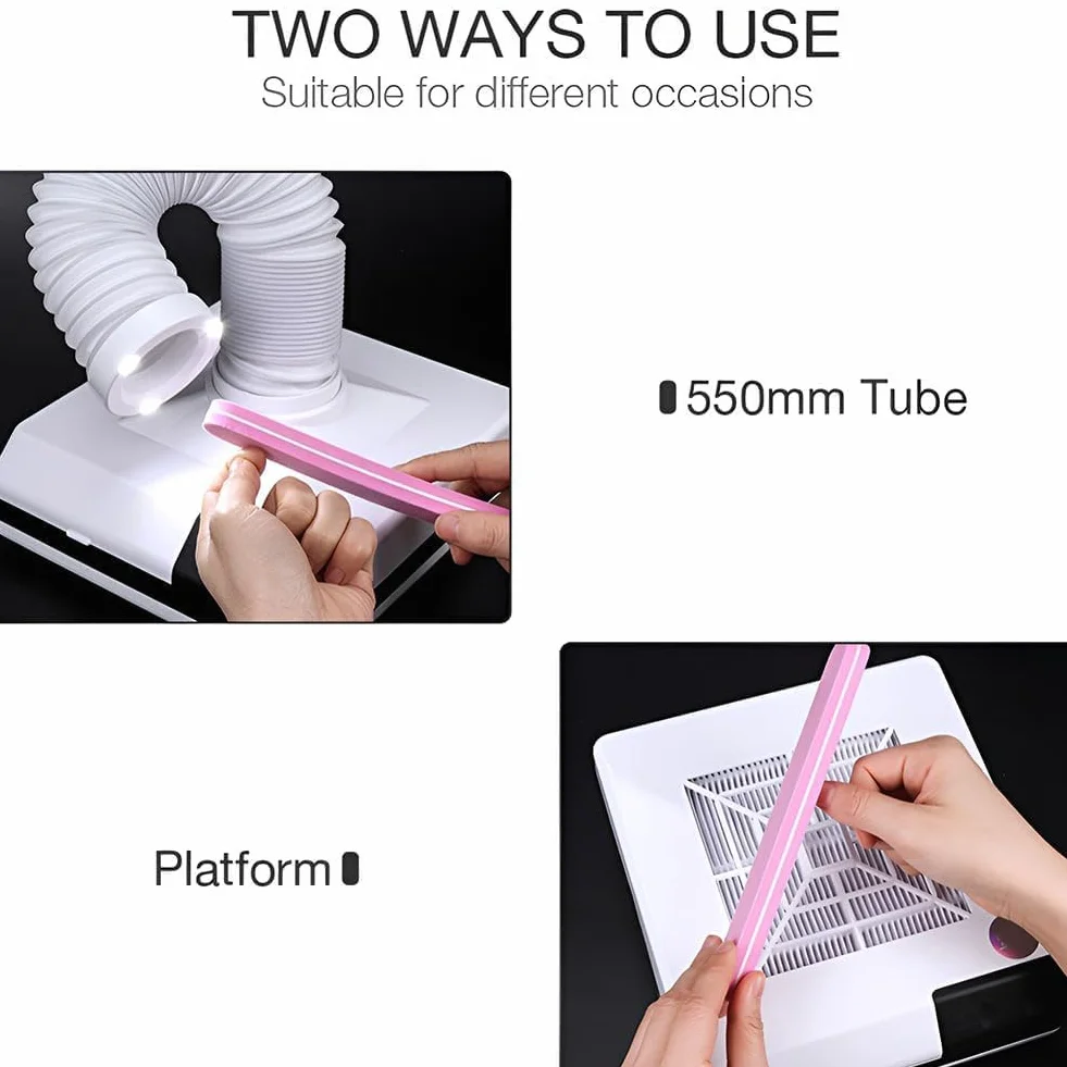 Mini assorbitore di fumo con luce LED portatile per polvere unghie fumi saldatura aspirapolvere da tavolo silenzioso white