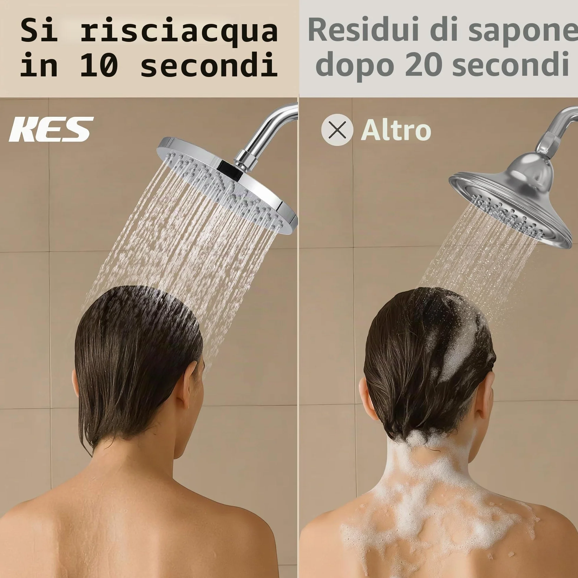 KES Doccia Soffione Grande 20CM (8 Pollici) Doccia a Pioggia Regolabile Cromata Lucida J201S8-CH