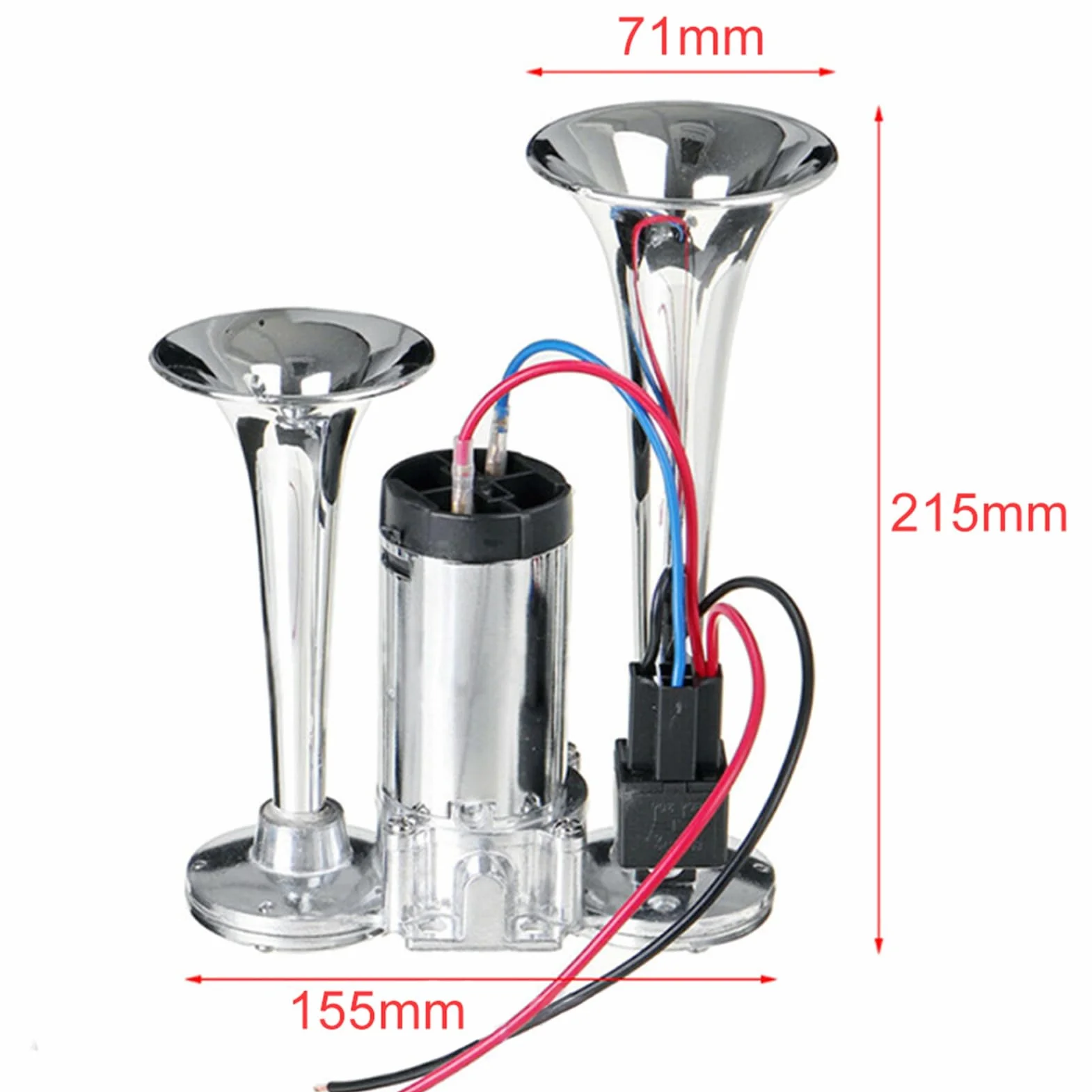 Dual Trumpets Kit di corni super rumorosi con compressore universale 600 dB per auto 12 V motociclette Trenks treni barche addominali neri argento 880G (Argento)