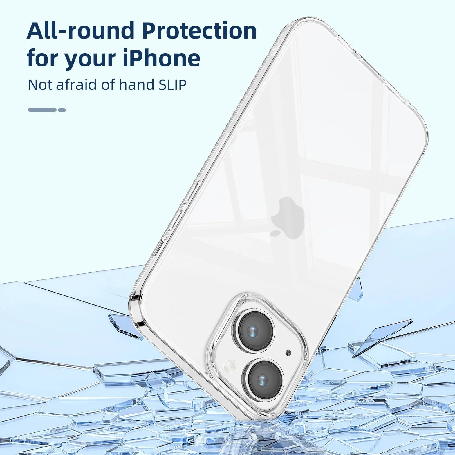 NEW'C Cover per iPhone 14 (6,1 Pollici) Gel TPU in silicone ultra trasparente e 2 × vetro temperato per iPhone 14 (6,1 Pollici), Pellicola proteggi schermo