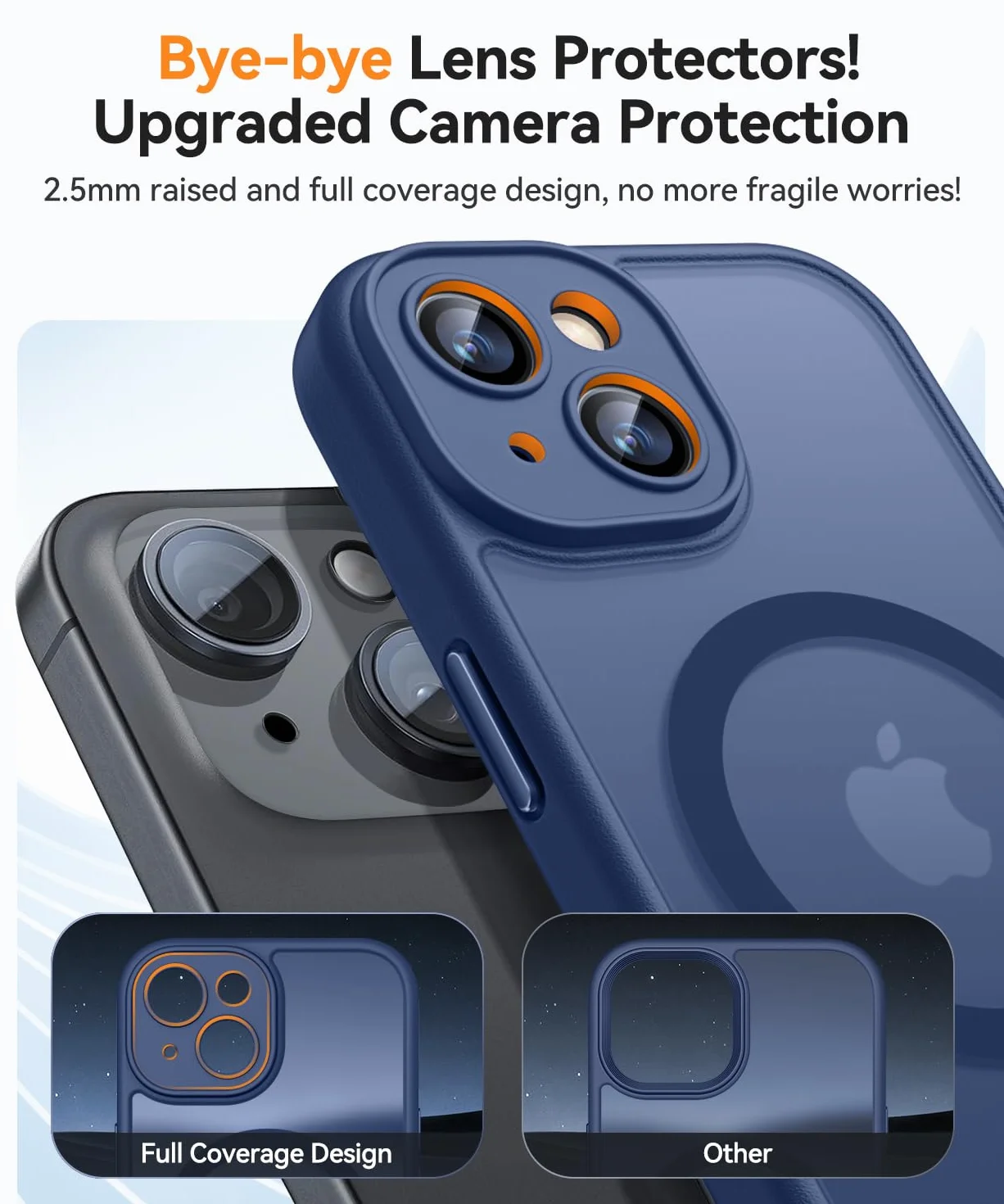 CANSHN Cover Magnetica per iPhone 14(6,1 Pollici), Compatibile con MagSafe, [Protezione Completa Della Fotocamera], Custodia Traslucida Opaca Protettiva Sottile Antiurto,Blu Profondo