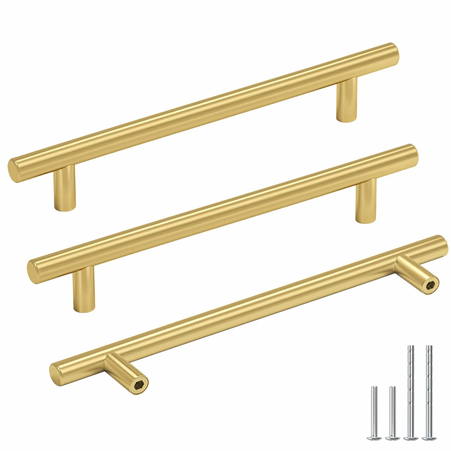 goldenwarm - 15 maniglie per mobili/armadi/porte/pensili della cucina, in acciaio inox, color oro, 160 mm